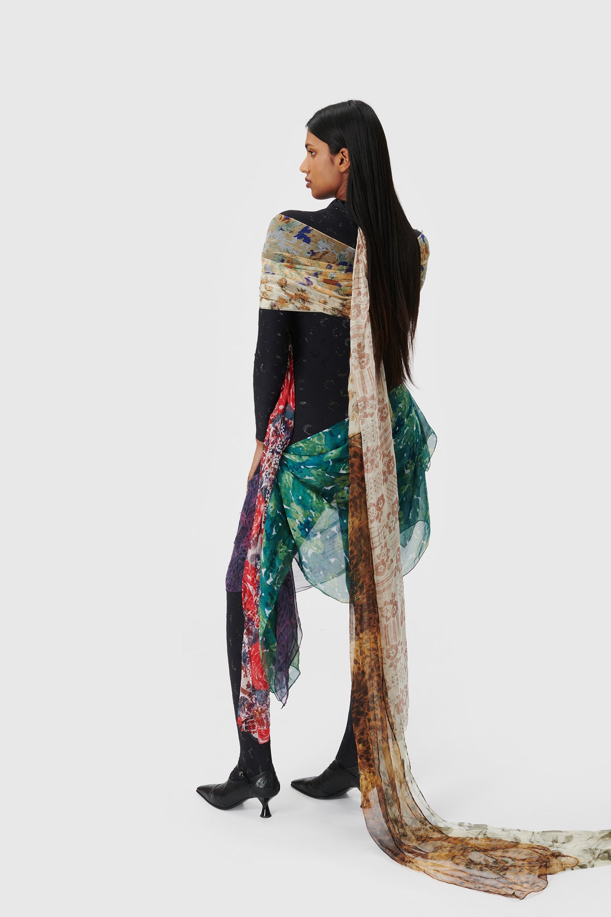 Swarovski Silk Scarves Draped Dress
