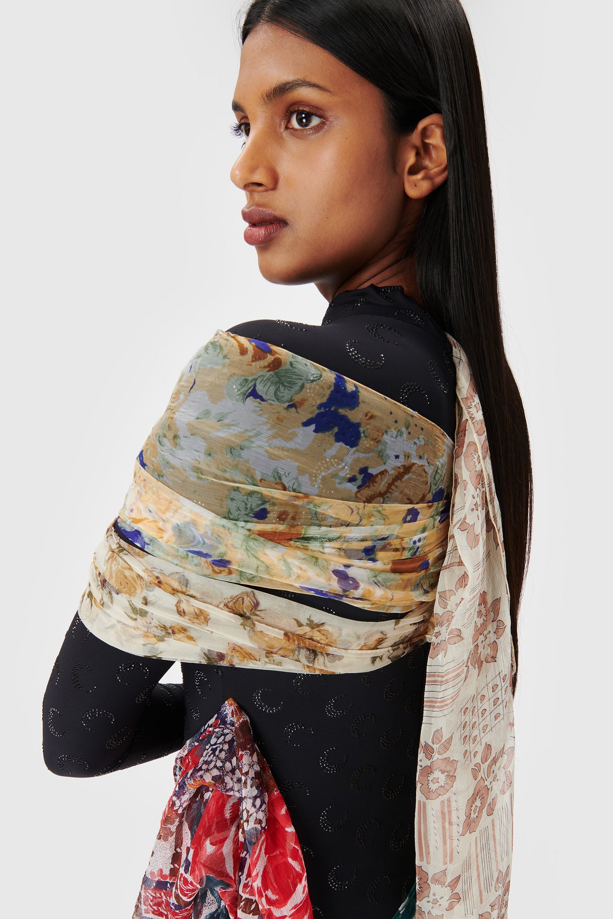 Swarovski Silk Scarves Draped Dress