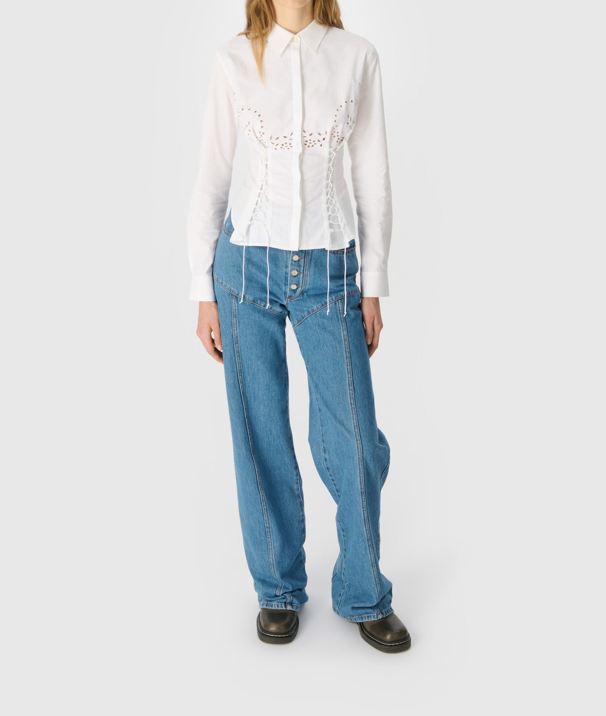 Upcycled Household Linen Corset Shirt