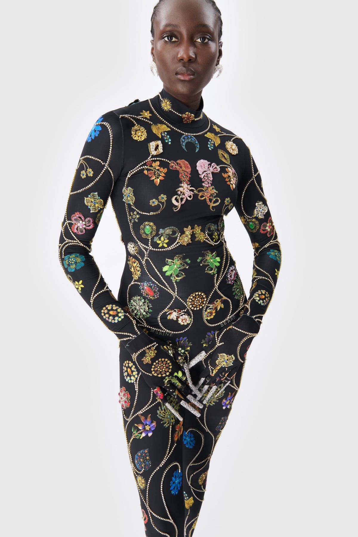 Jewelry couture catsuit