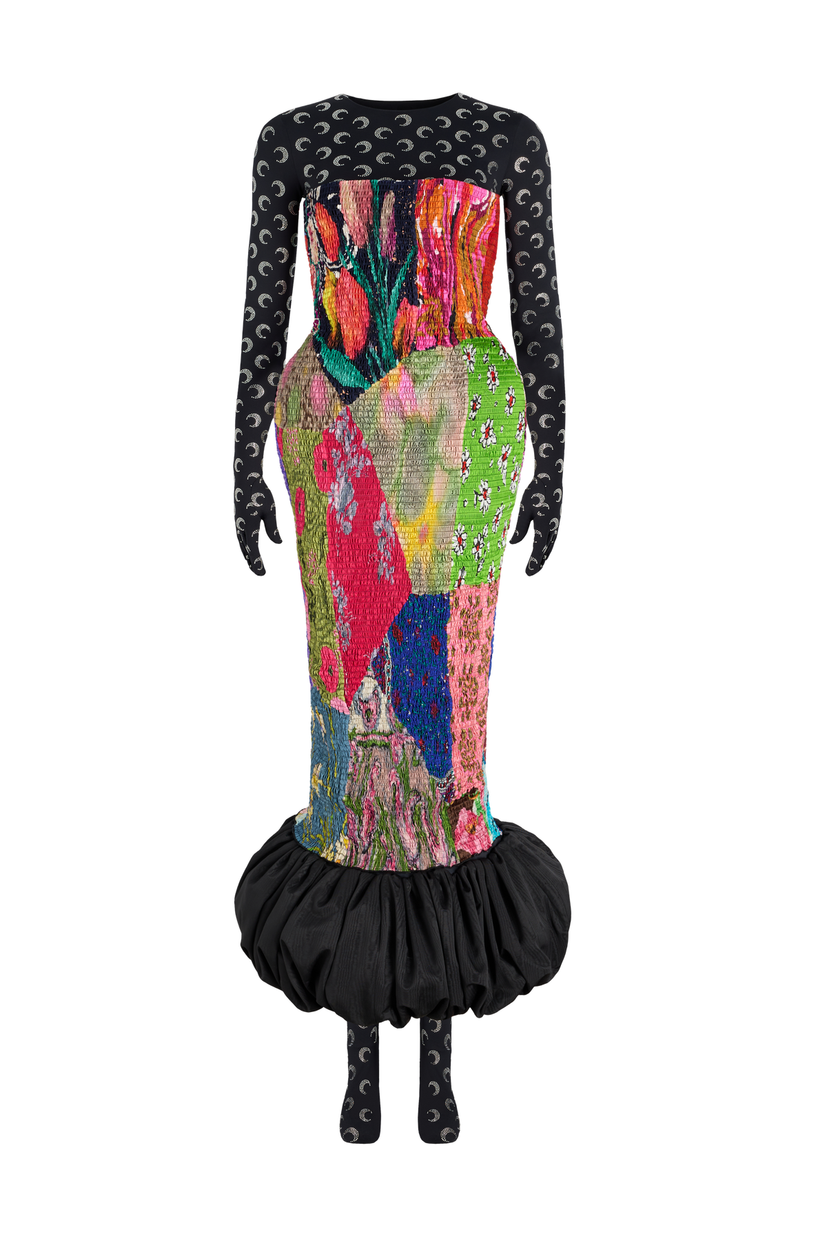 Patchwork Puffed Sleeves Dress