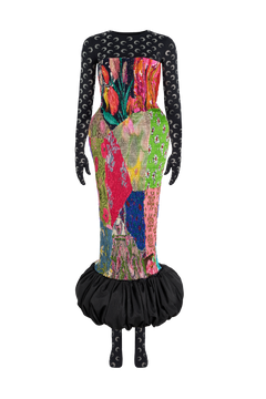 Patchwork Puffed Sleeves Dress