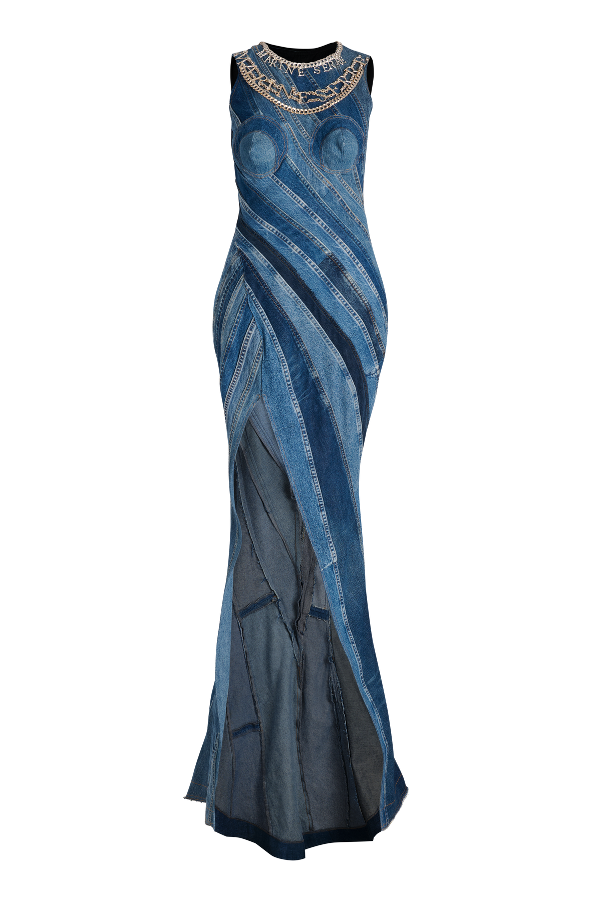 Regenerated Denim Bustier Dress
