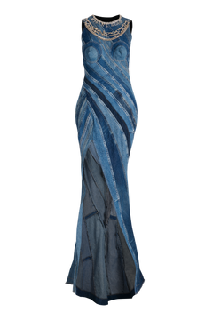 Regenerated Denim Bustier Dress