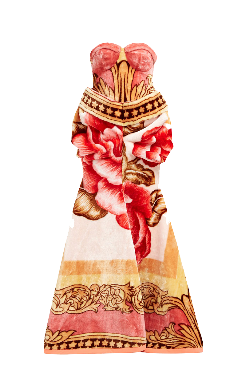 Printed Fleece Bustier Gown