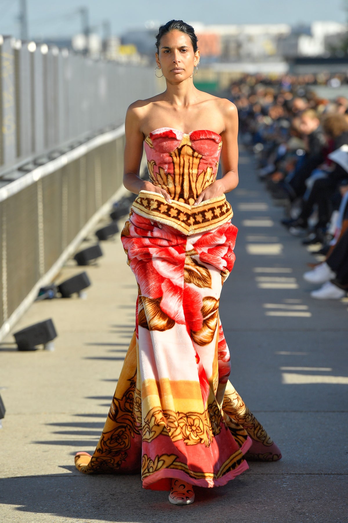 Printed Fleece Bustier Gown