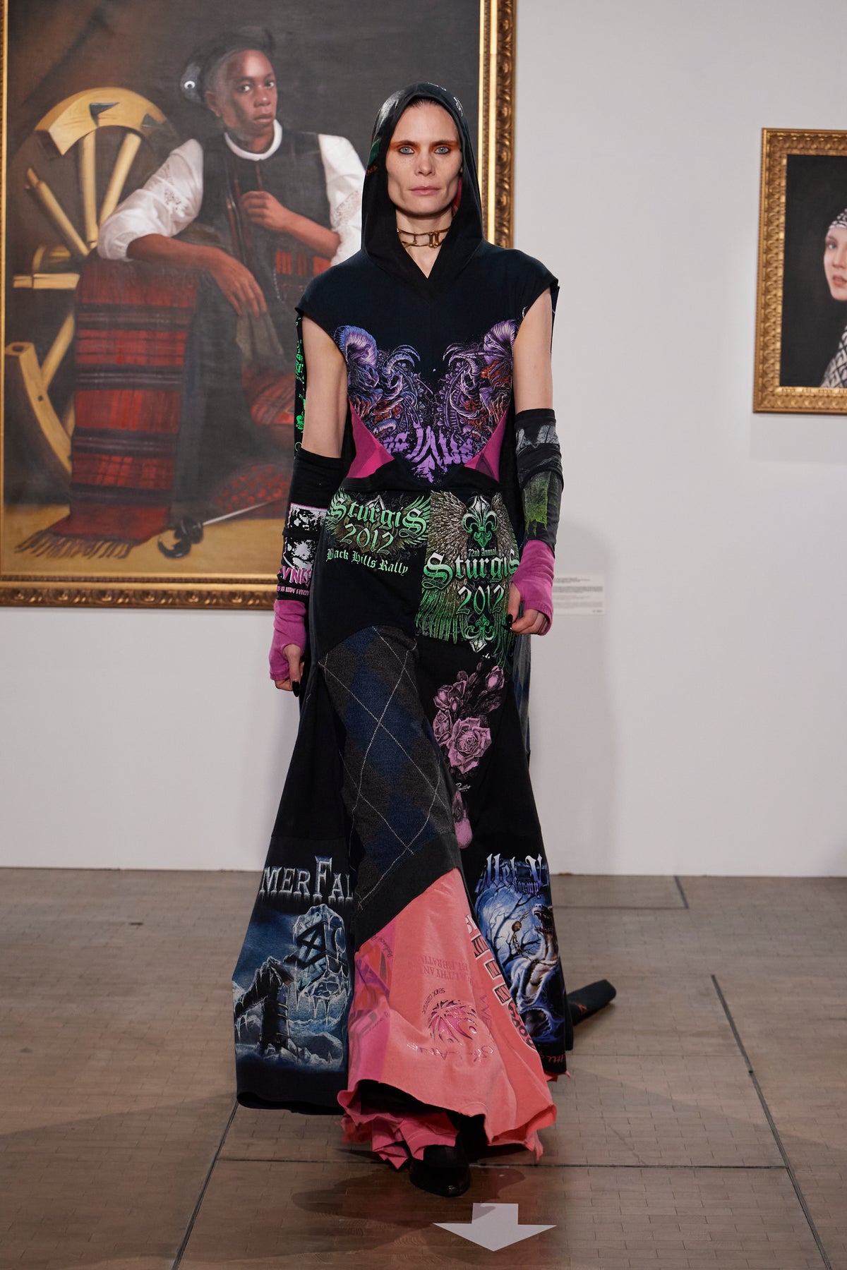 Patchwork Hooded Longiligne Dress
