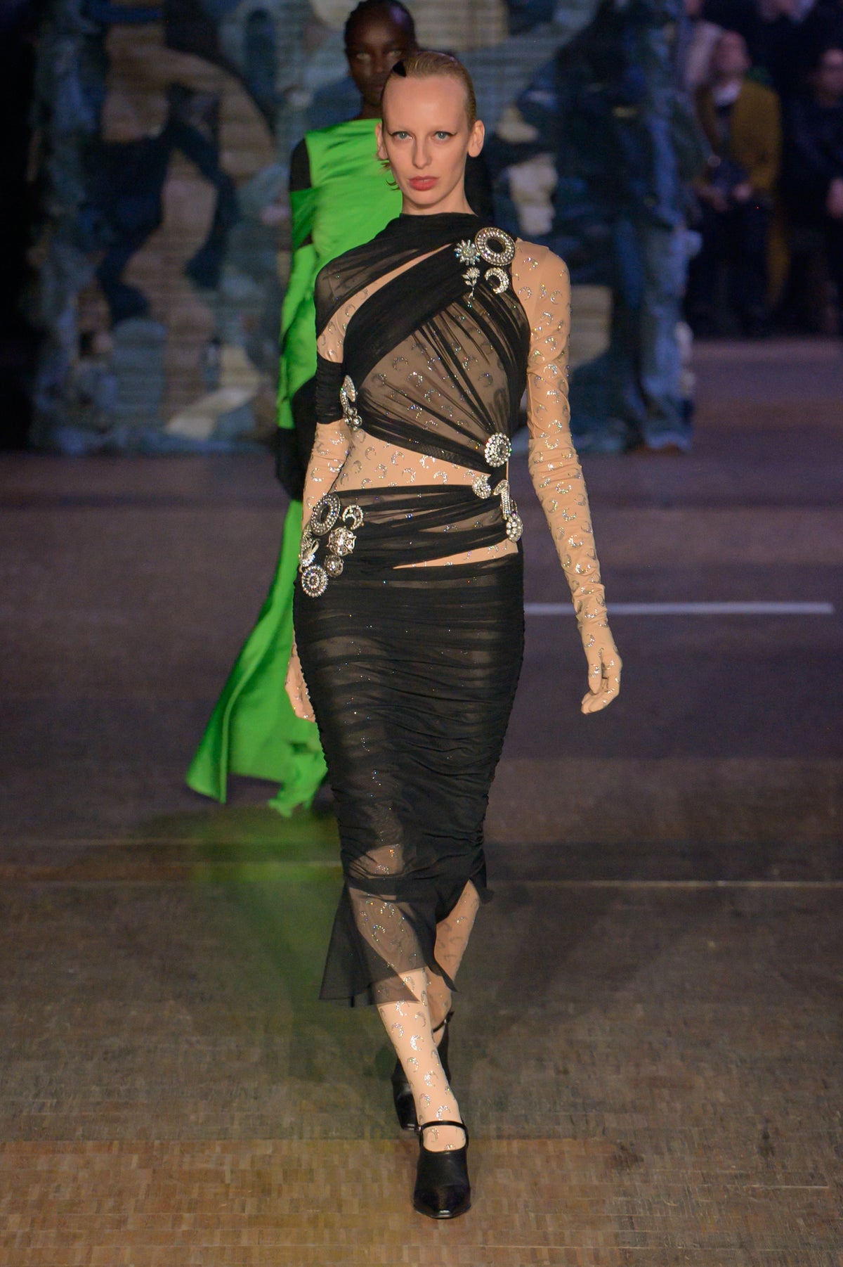 Swarovski Detailed Draped Dress