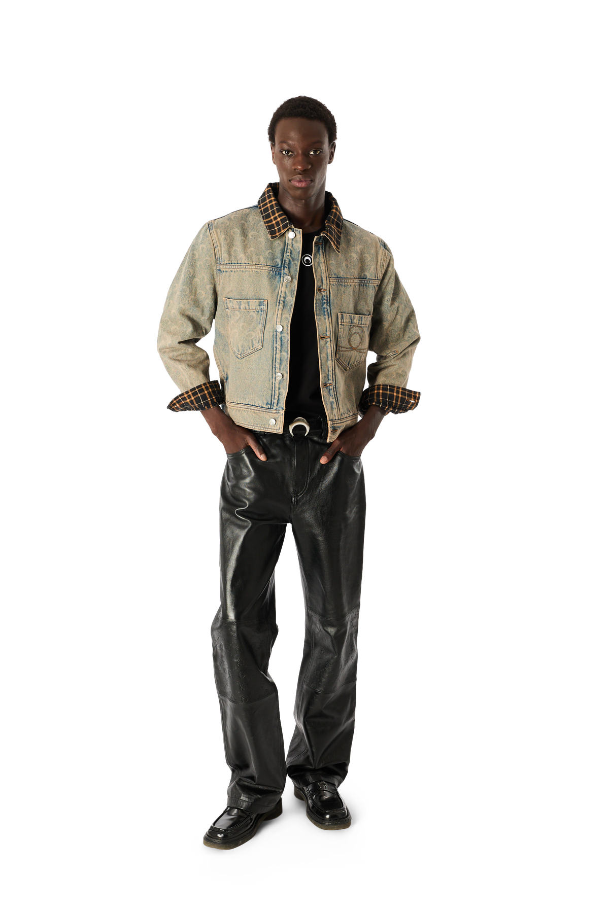 MOON LASER SAND WASH DENIM TRUCKER JACKET