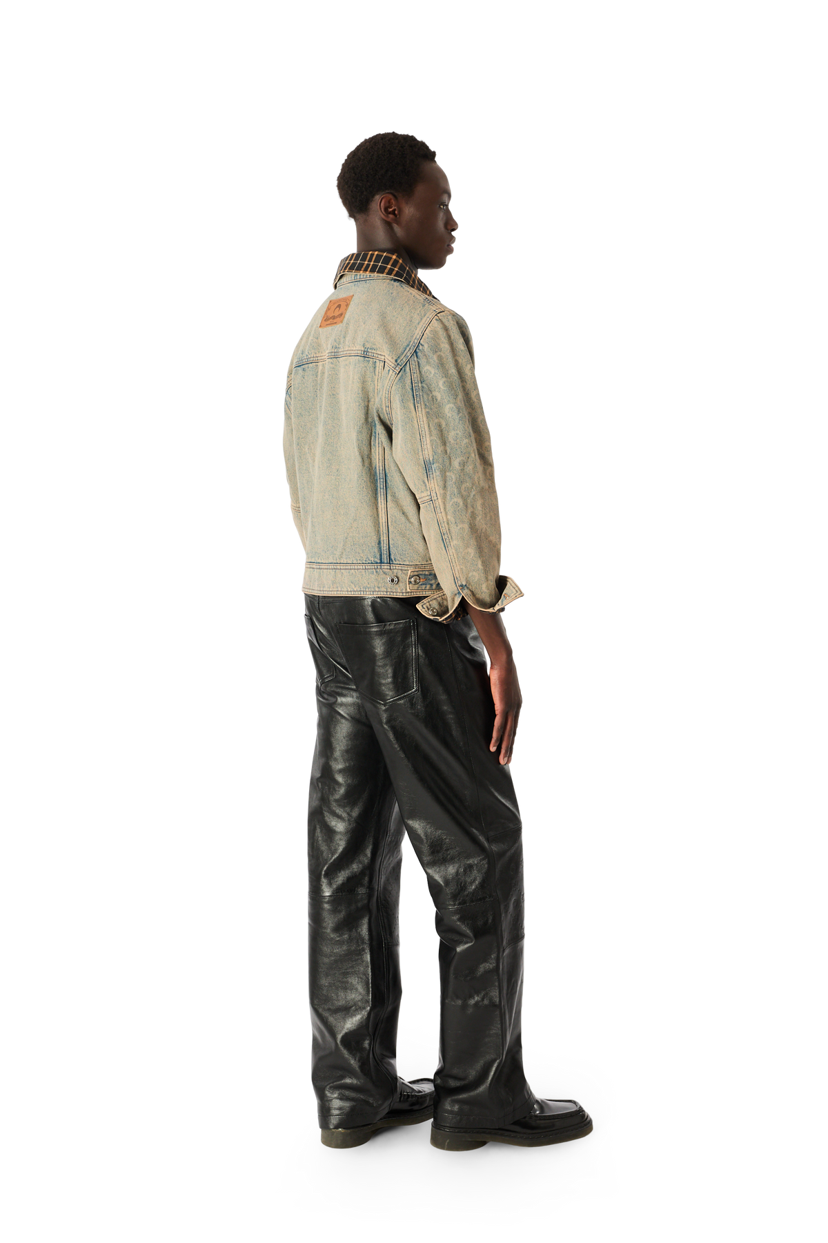 MOON LASER SAND WASH DENIM TRUCKER JACKET