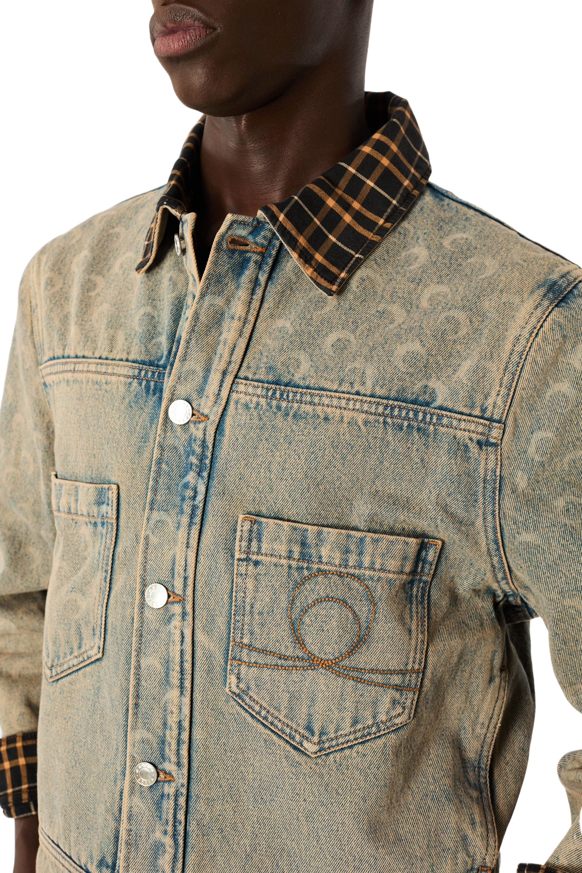 MOON LASER SAND WASH DENIM TRUCKER JACKET