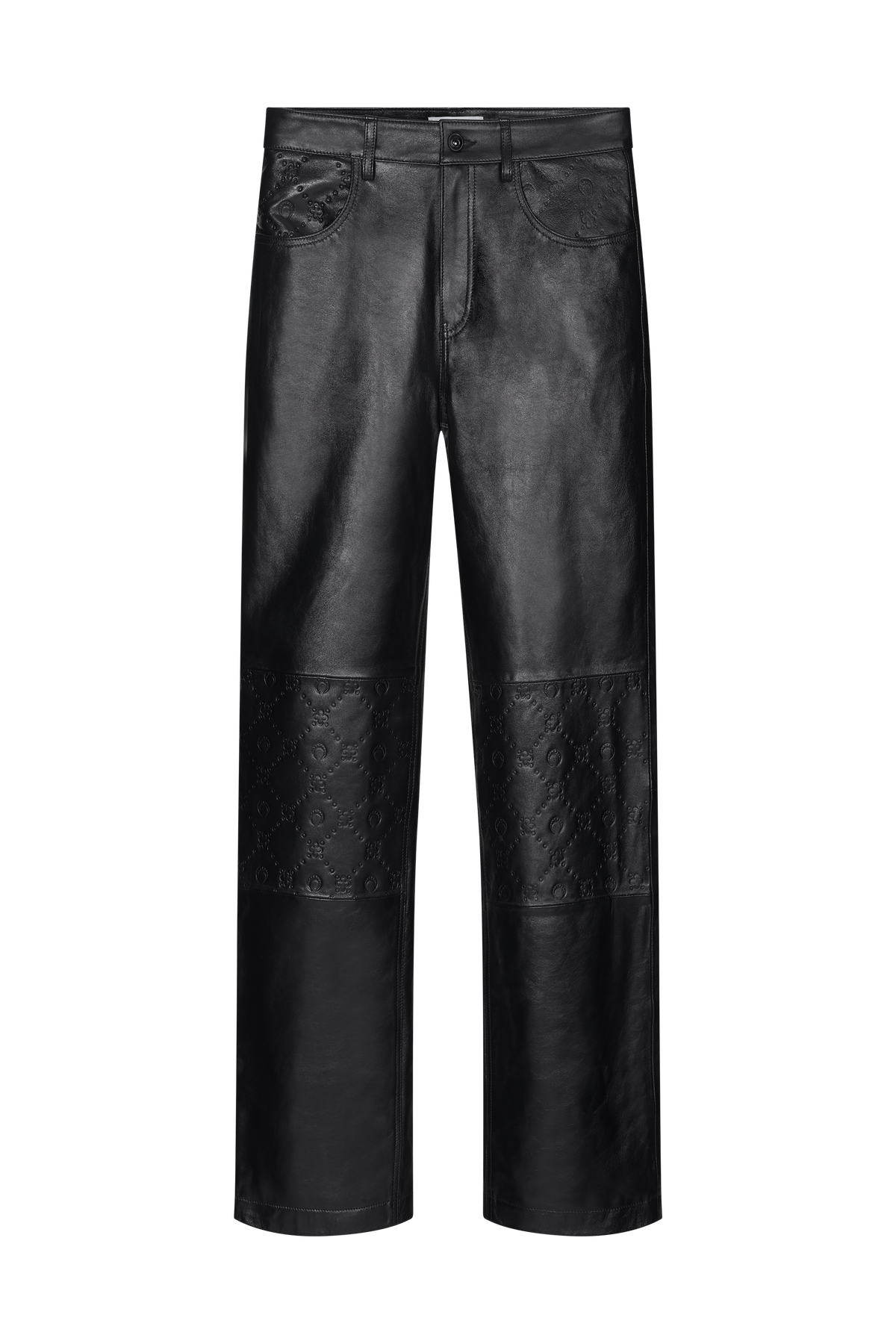 Moonogram Embossed Leather Wide Leg Pants