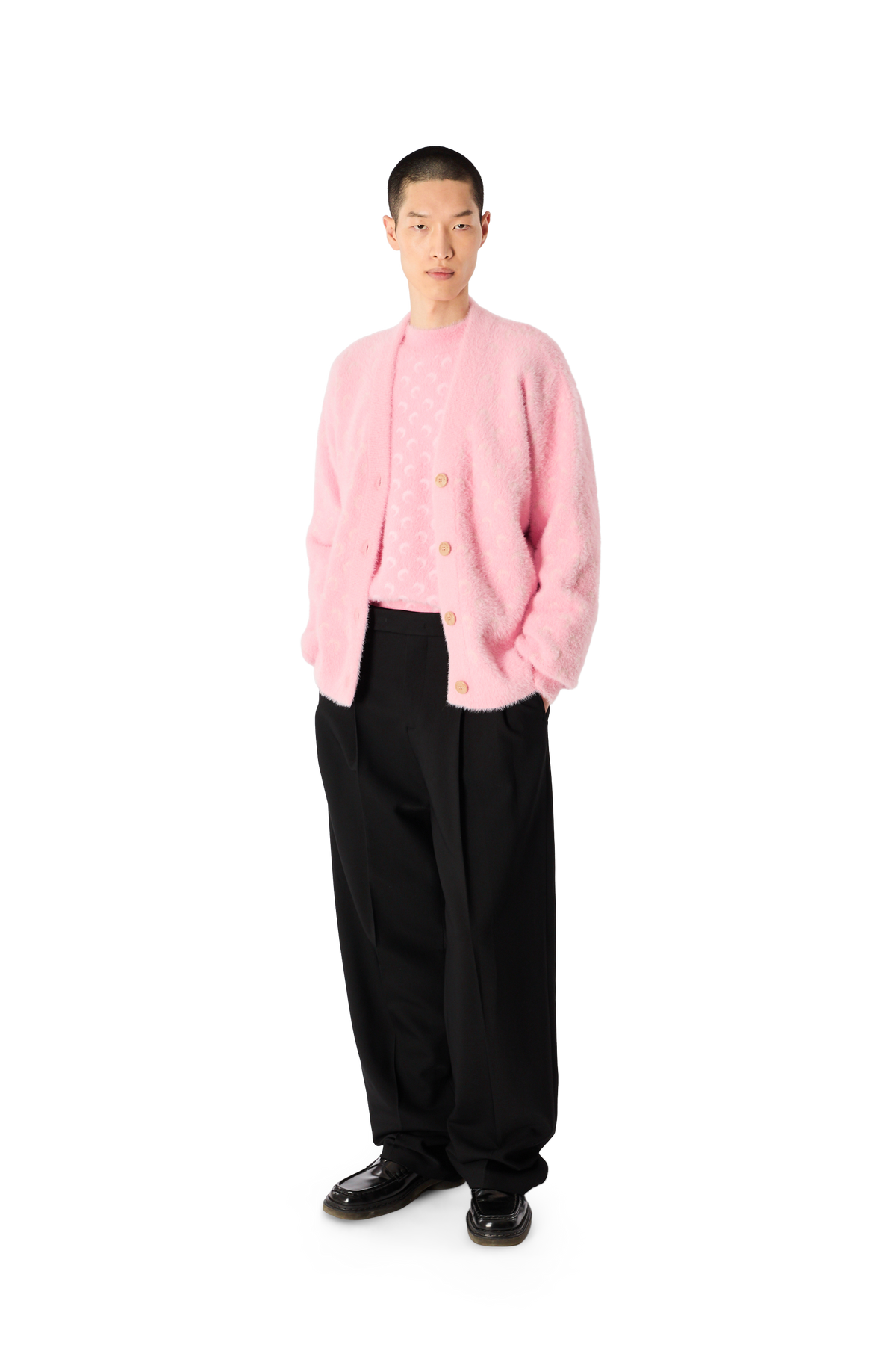 FLUFFY MOON JACQUARD KNIT LONG SLEEVES CARDIGAN