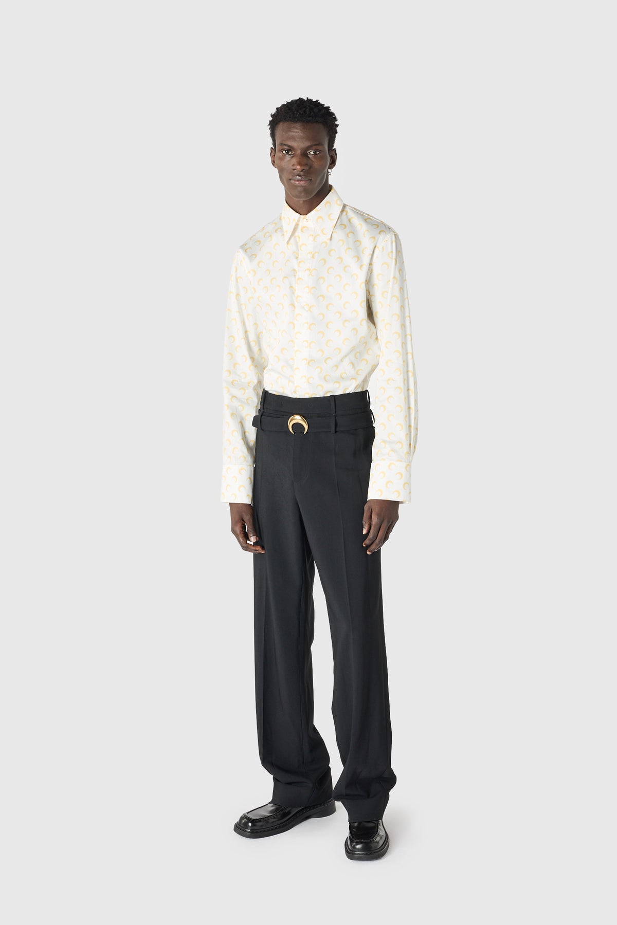 Tailored belted wool serge pants