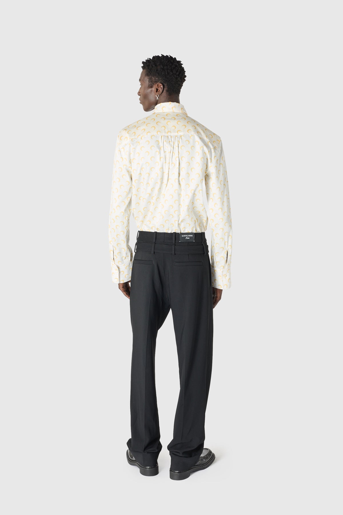Tailored belted wool serge pants