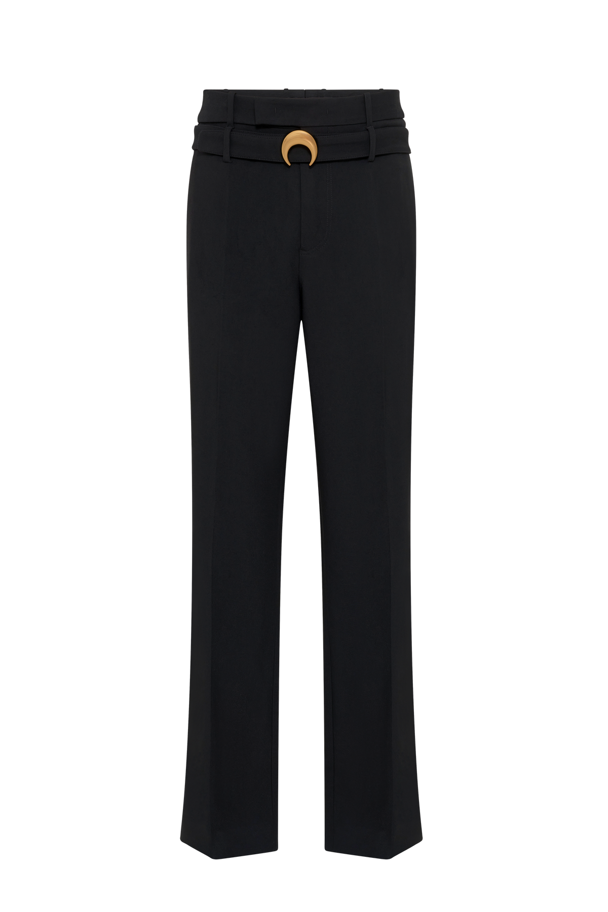 Tailored belted wool serge pants