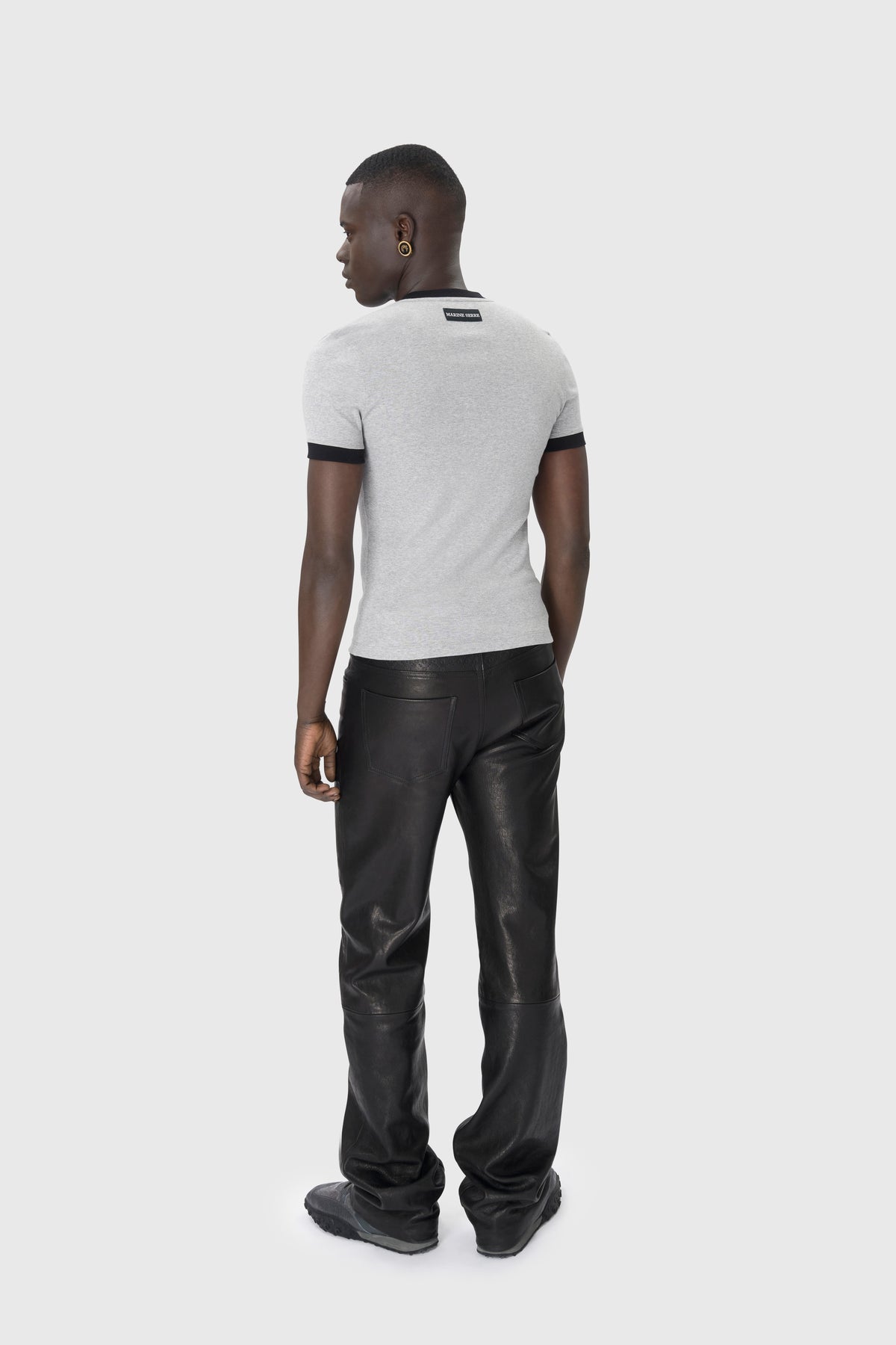 Moonogram Embossed Leather Wide Leg Pants, image 4 of 7
