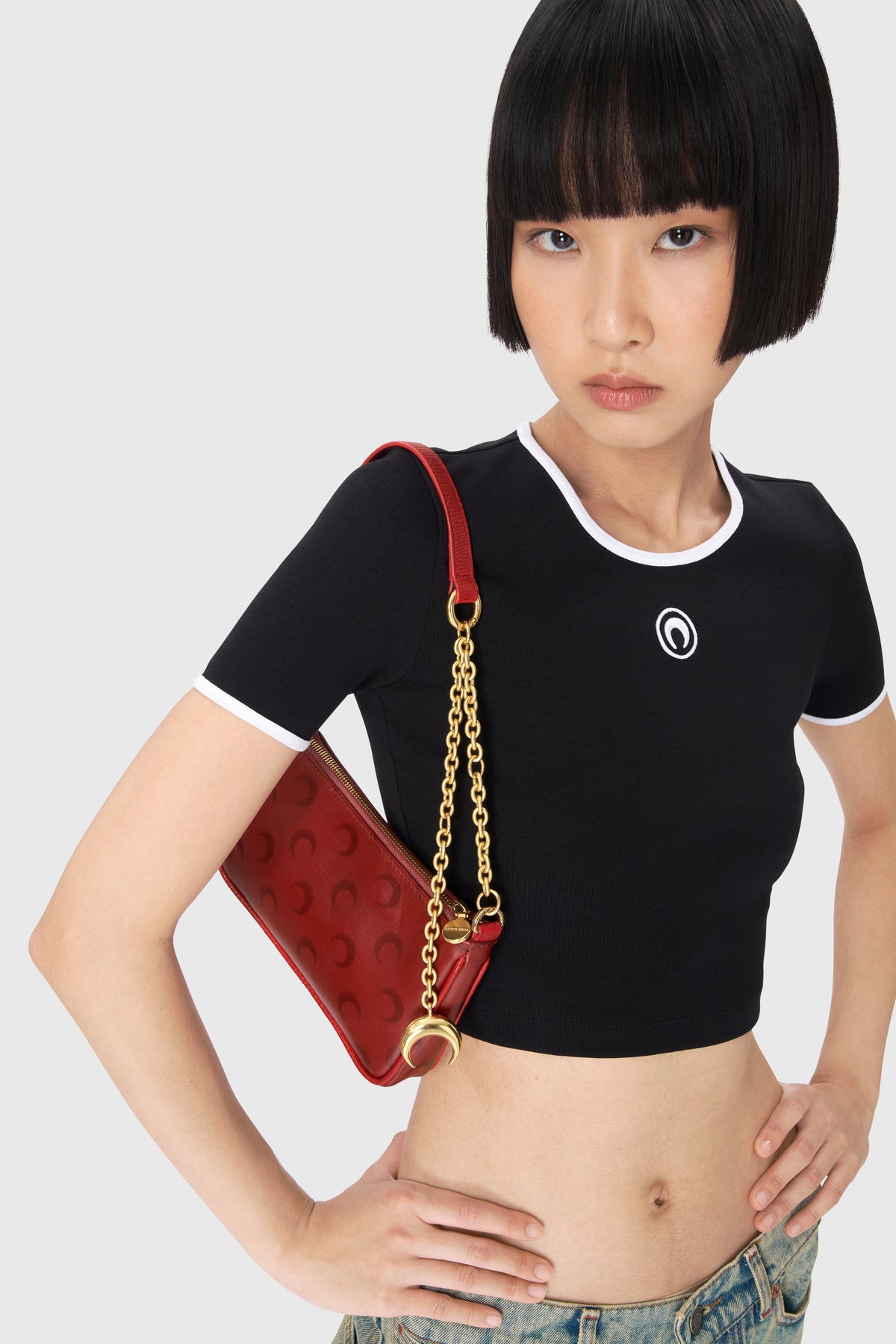 Moon Logo Ribbed Jersey Cropped Top