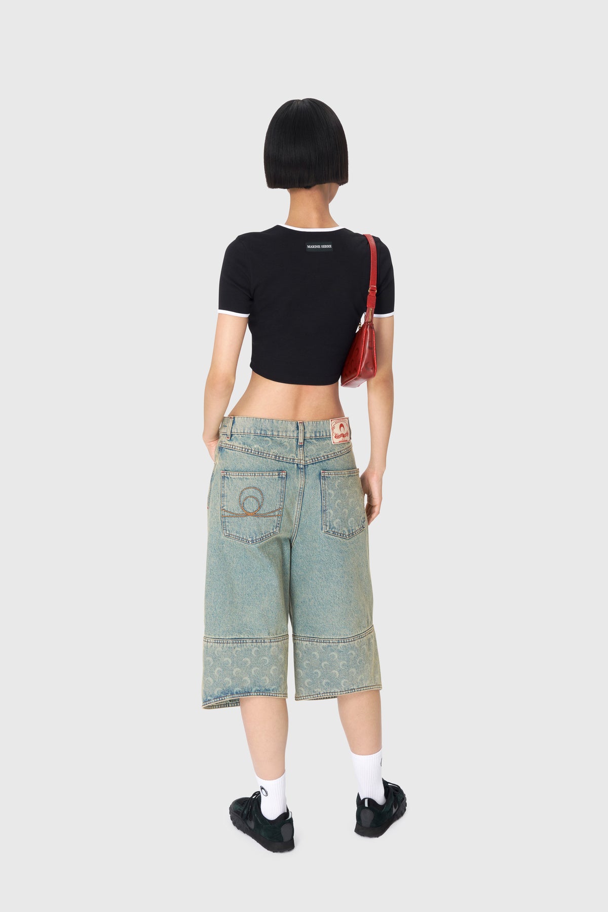 Moon Logo Ribbed Jersey Cropped Top