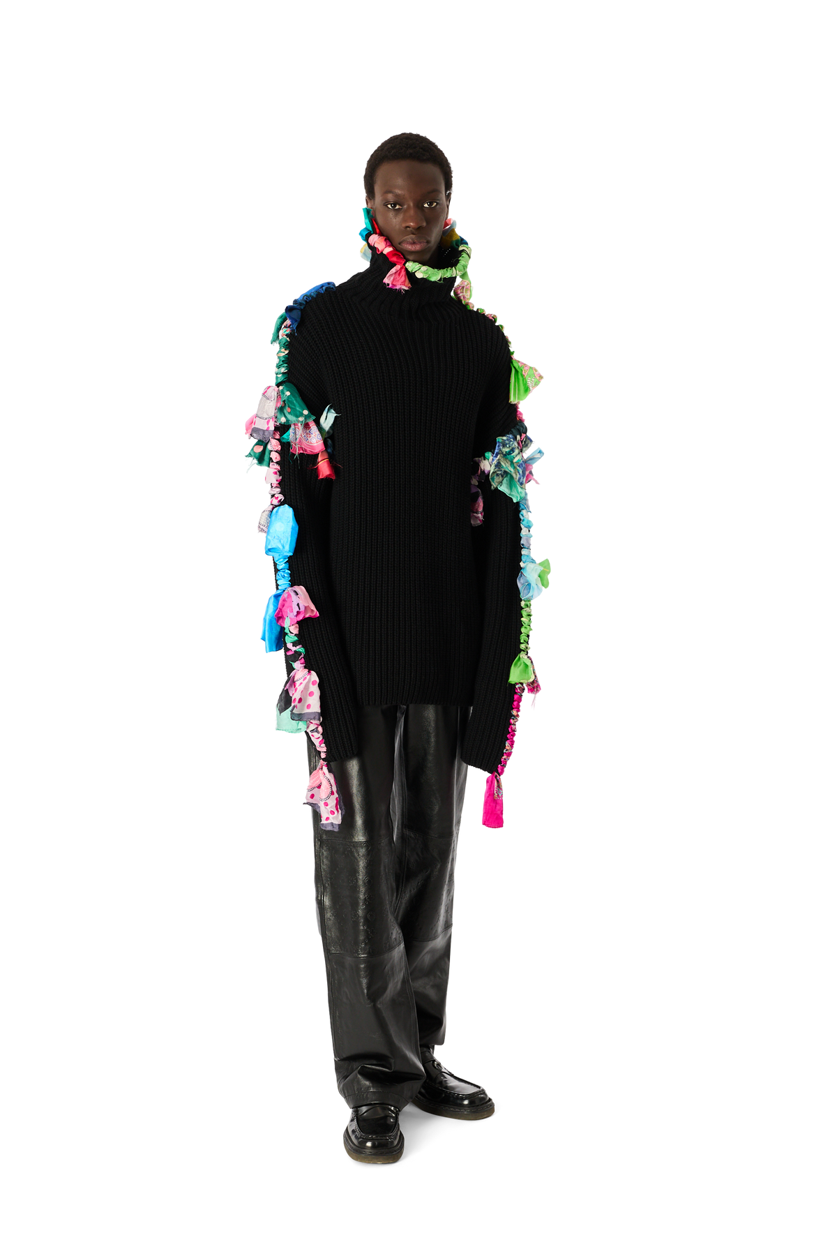 REGENERATED SILK SCARVES HIGH NECK SWEATER