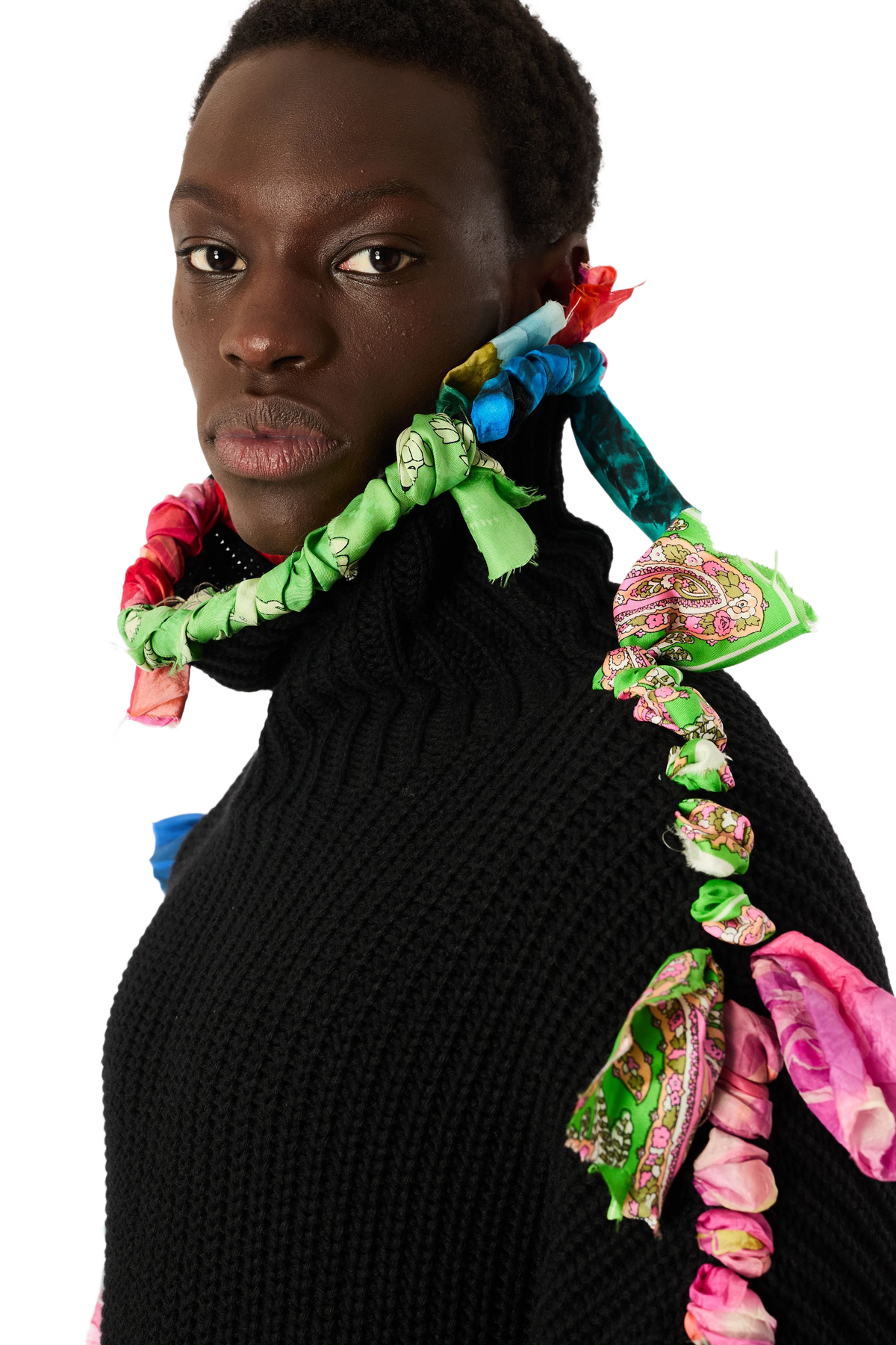 REGENERATED SILK SCARVES HIGH NECK SWEATER, image 4 of 6