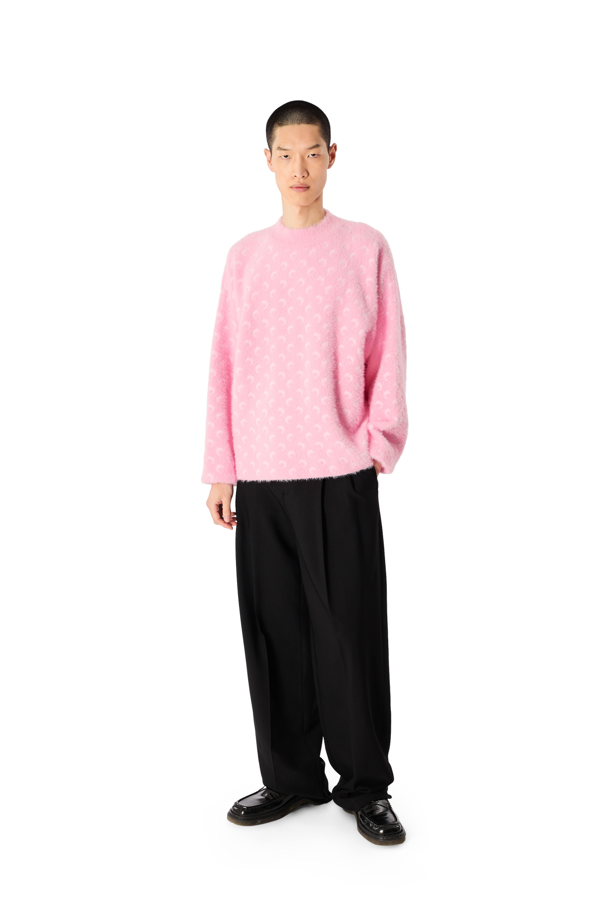 FLUFFY MOON JACQUARD KNIT CREWNECK SWEATER