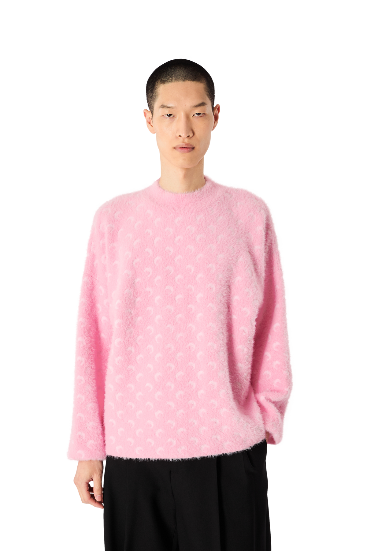 FLUFFY MOON JACQUARD KNIT CREWNECK SWEATER