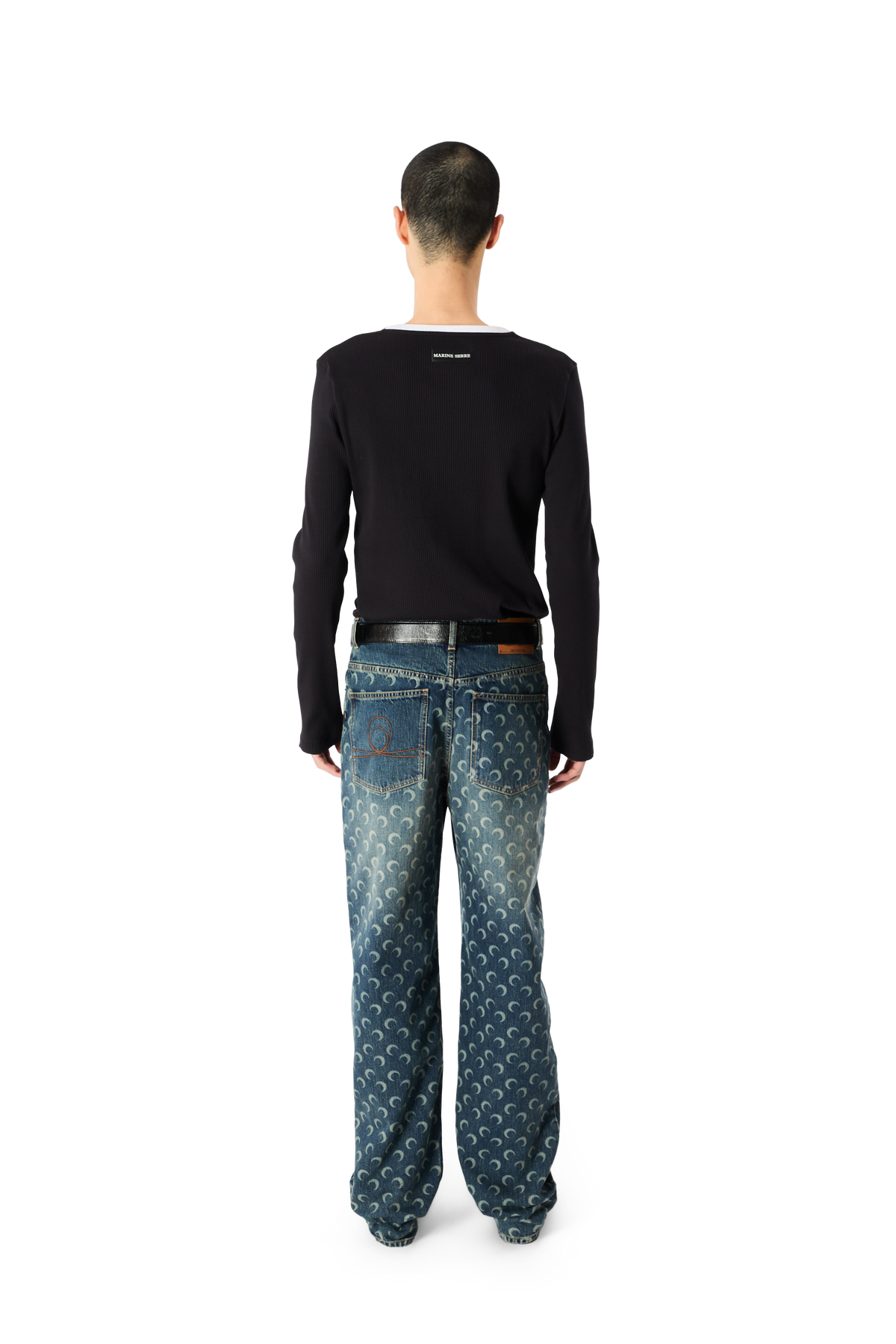MOON LOGO BICOLOR RIBBED JERSEY LONG SLEEVES T-SHIRT