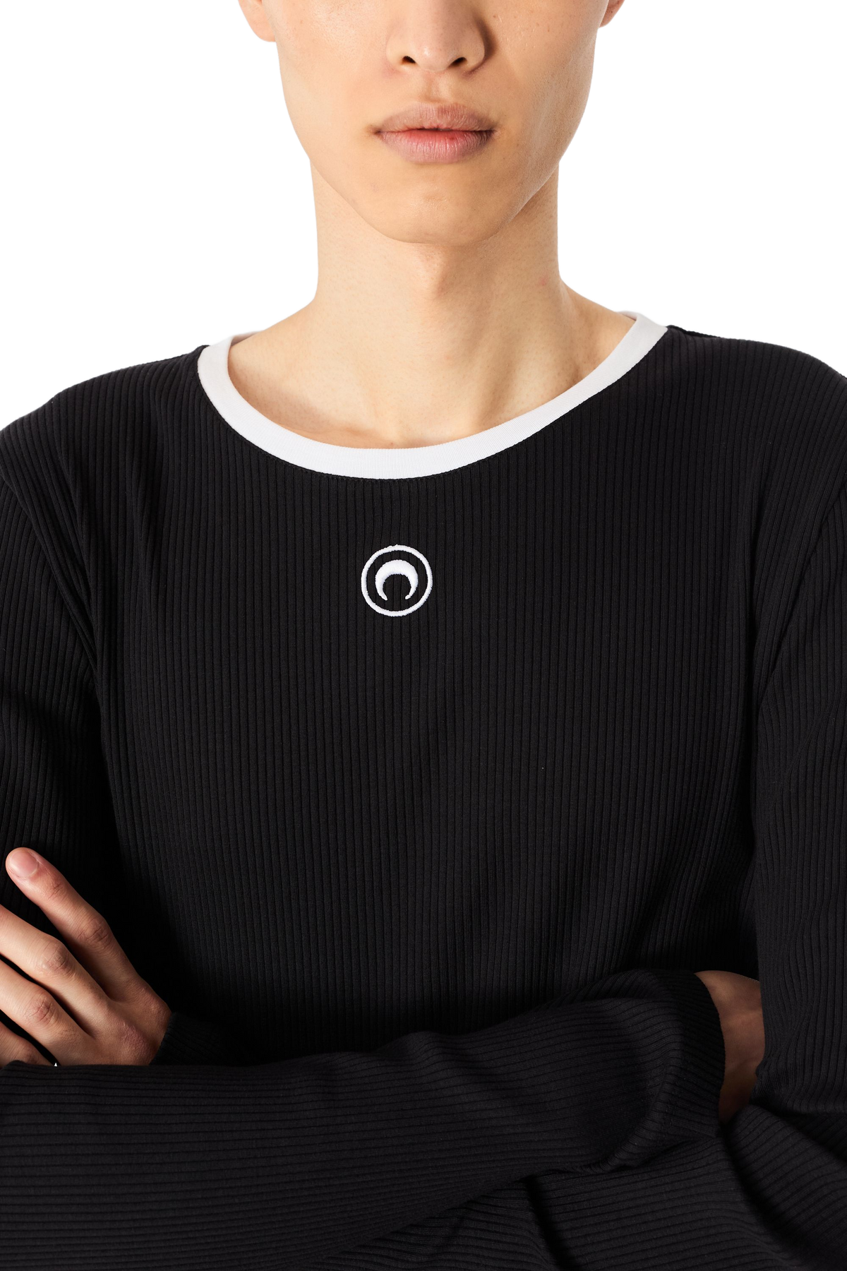 MOON LOGO BICOLOR RIBBED JERSEY LONG SLEEVES T-SHIRT