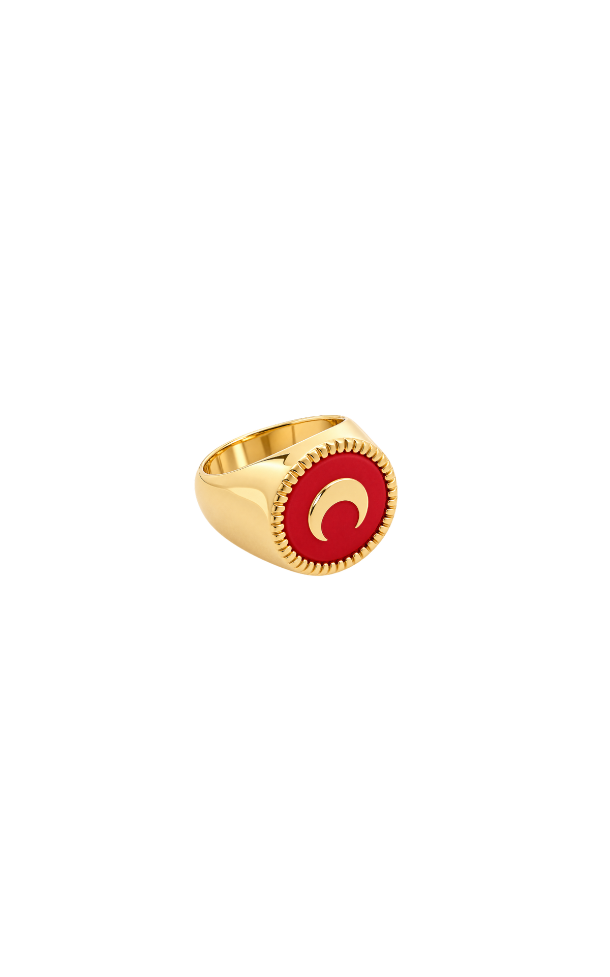 ENAMEL GOLD PLATED BUTTON SIGNET RING