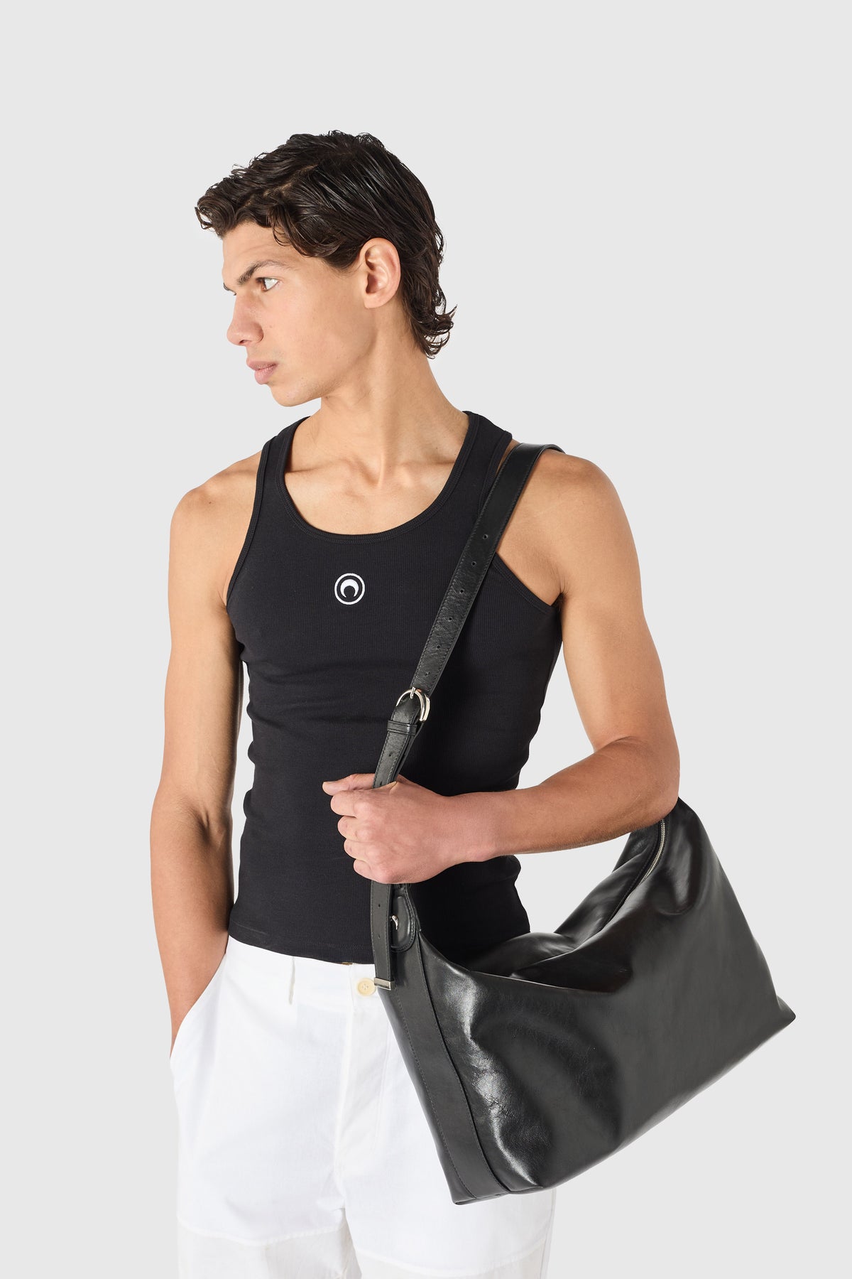 Smooth leather messenger bag