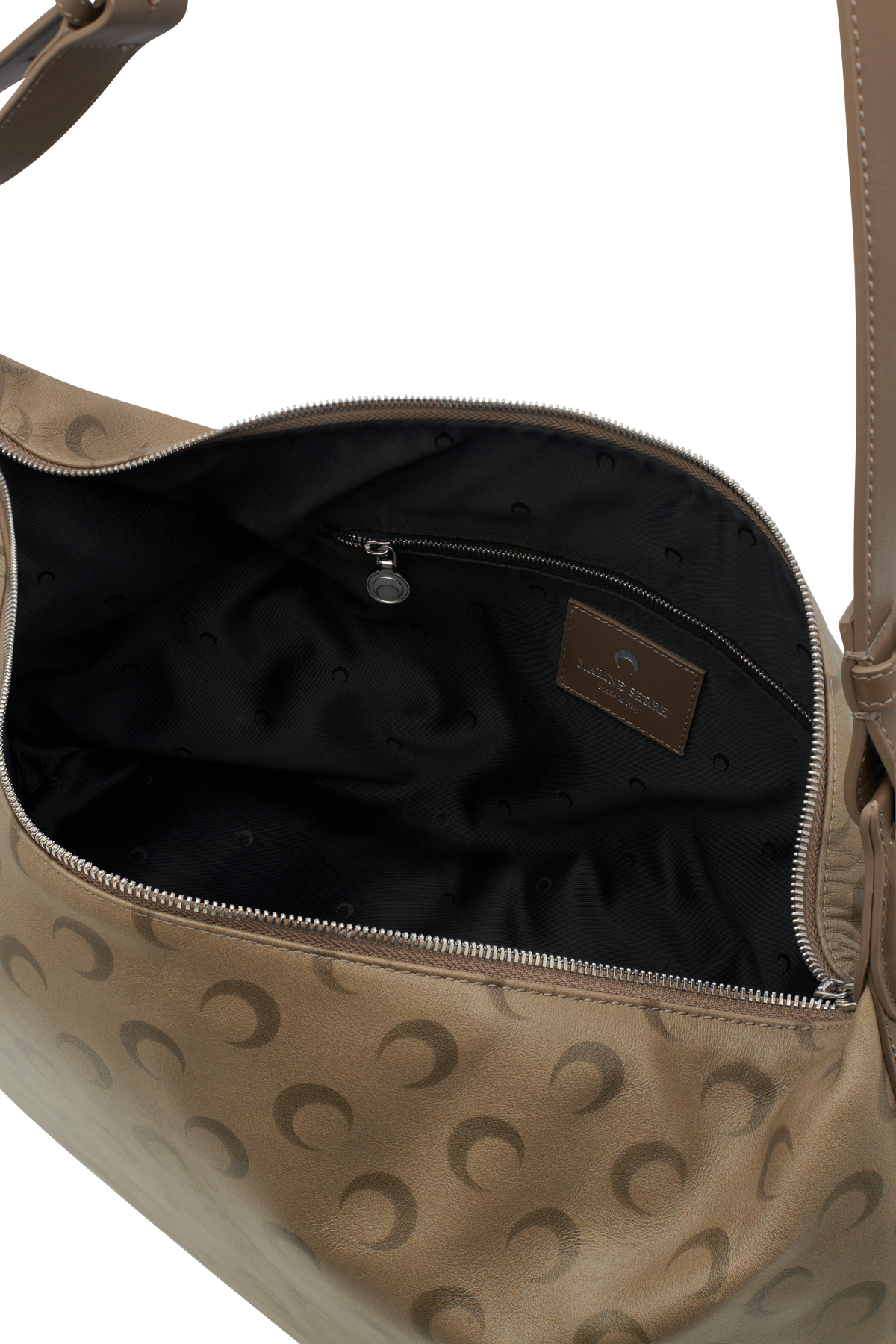 Faded moon leather messenger bag