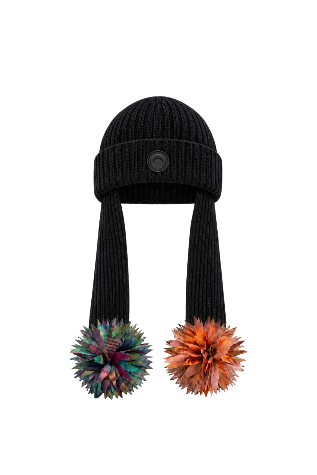 EARFLAP POMPONS KNIT BEANIE