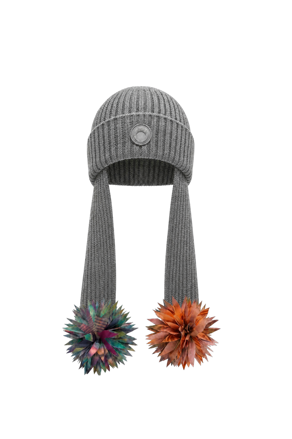 EARFLAP POMPONS KNIT BEANIE