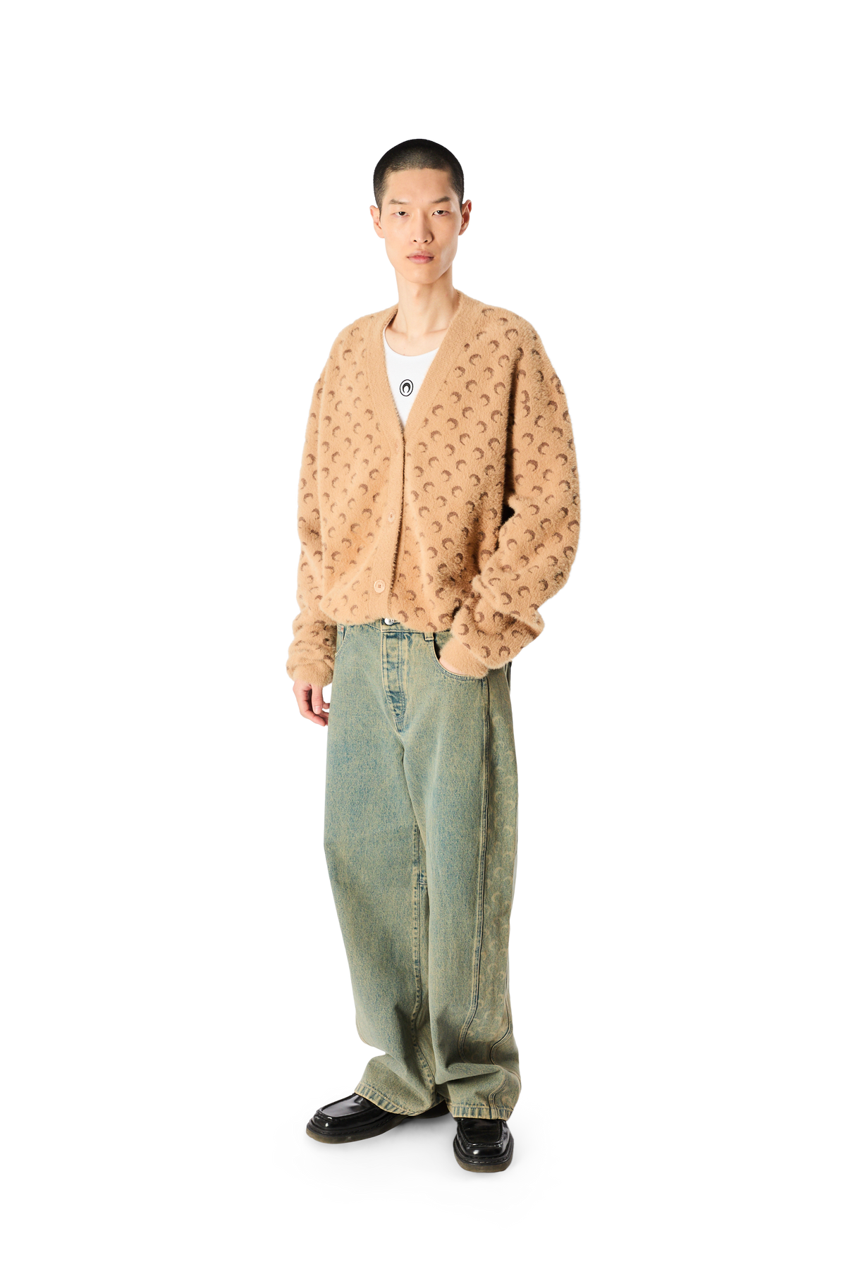 FLUFFY MOON JACQUARD KNIT LONG SLEEVES CARDIGAN