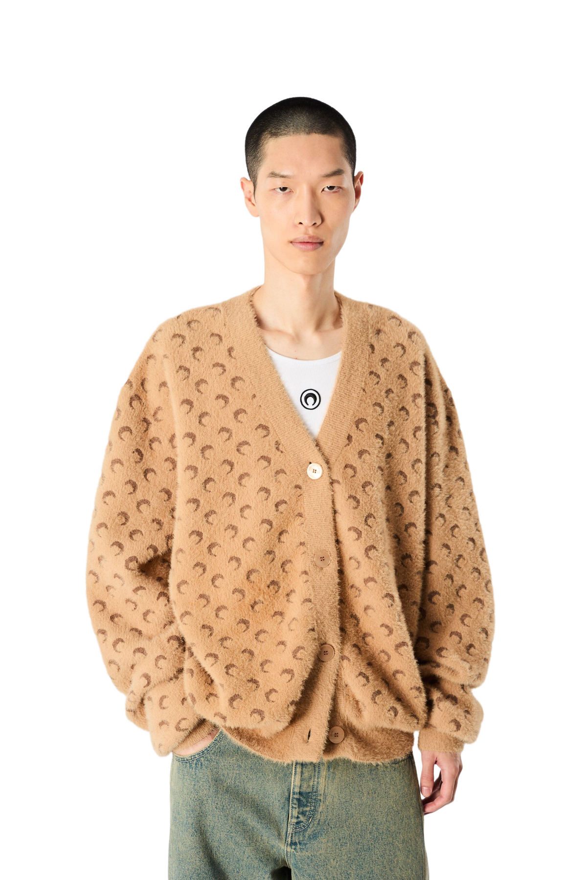 FLUFFY MOON JACQUARD KNIT LONG SLEEVES CARDIGAN