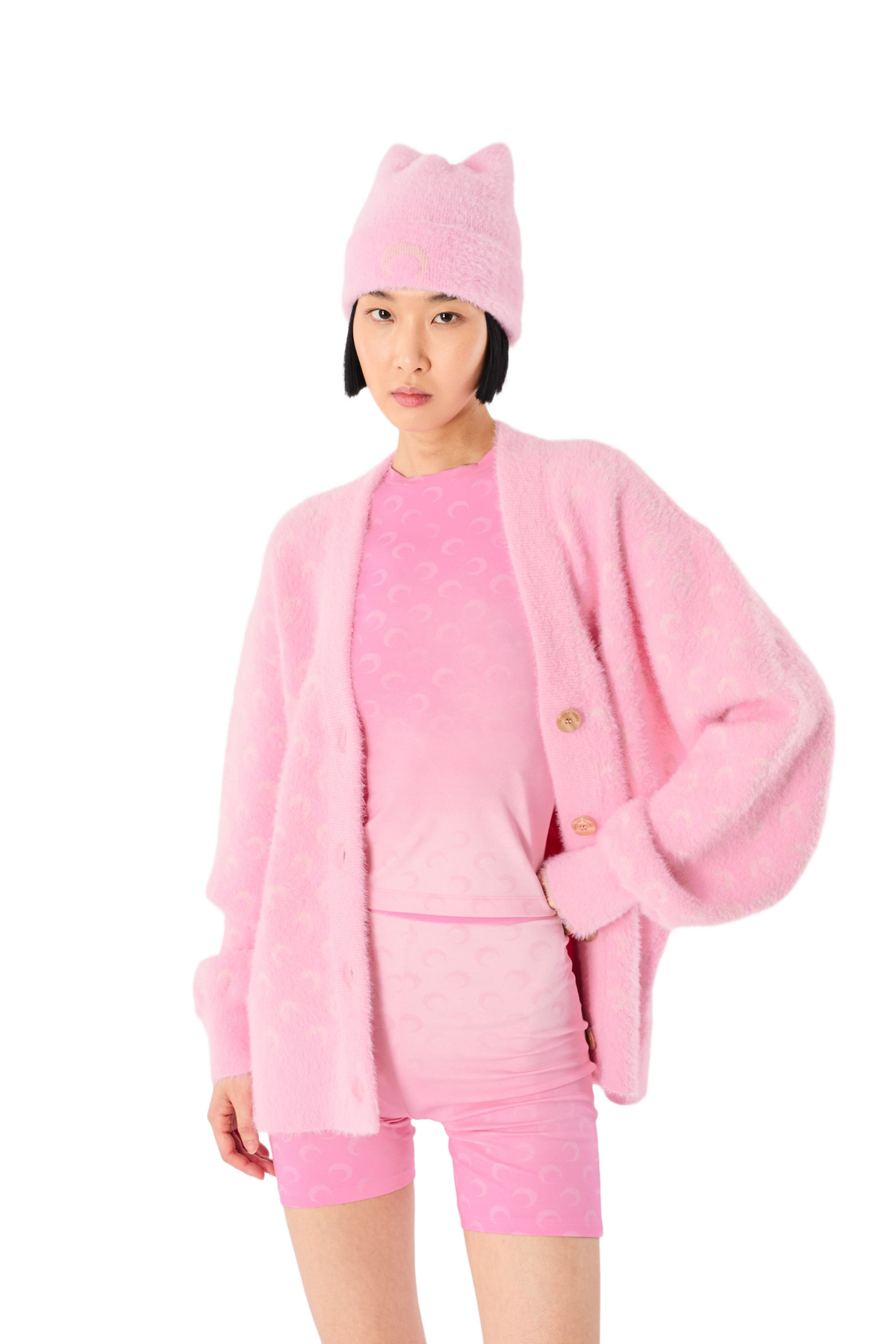 FLUFFY MOON JACQUARD KNIT LONG SLEEVES CARDIGAN