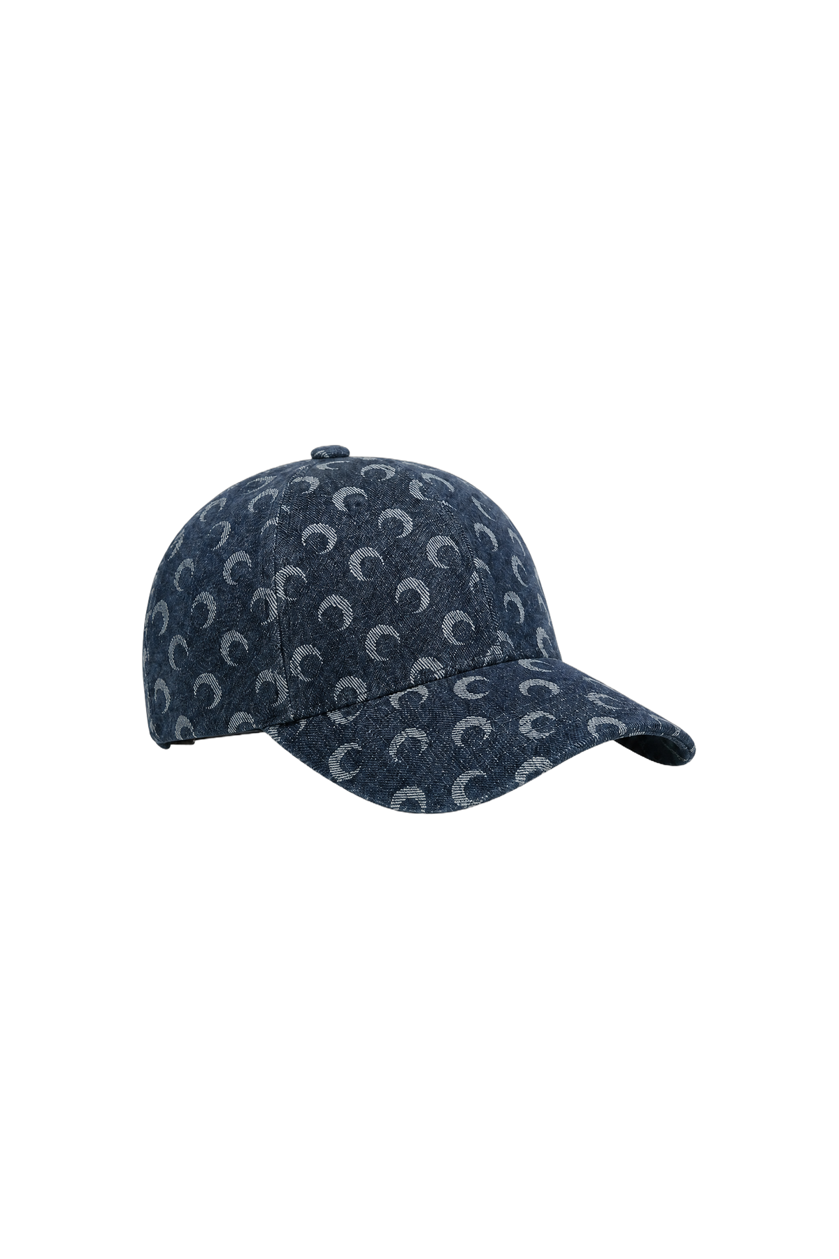CASQUETTE DE BASEBALL EN DENIM DÉLAVÉ BLEU FONCÉ À MOTIF LUNE AU LASER