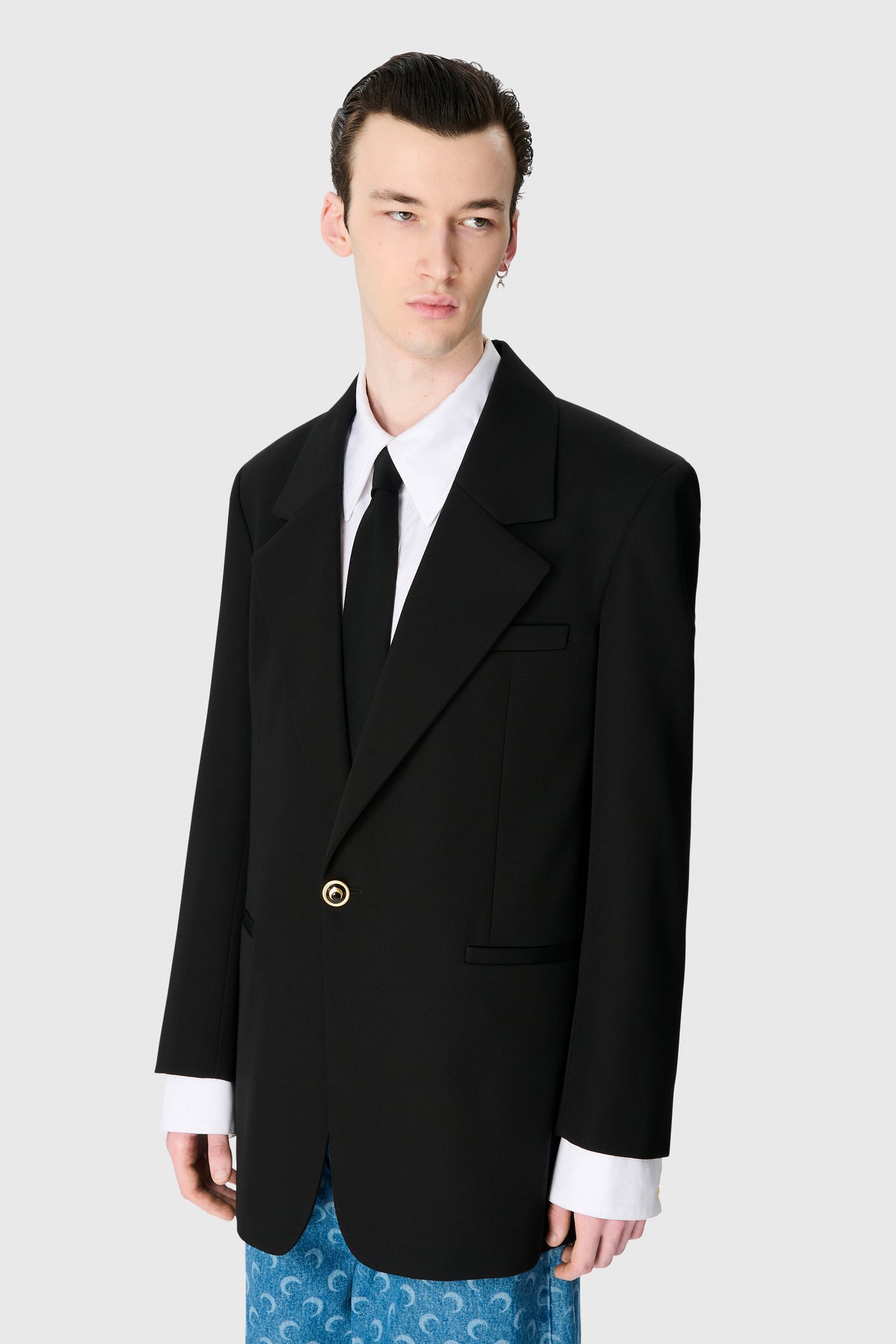 BLAZER BOXY EN SERGÉ DE LAINE VIERGE