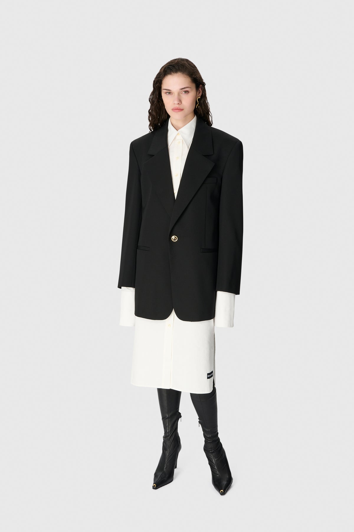 BLAZER BOXY EN SERGÉ DE LAINE VIERGE