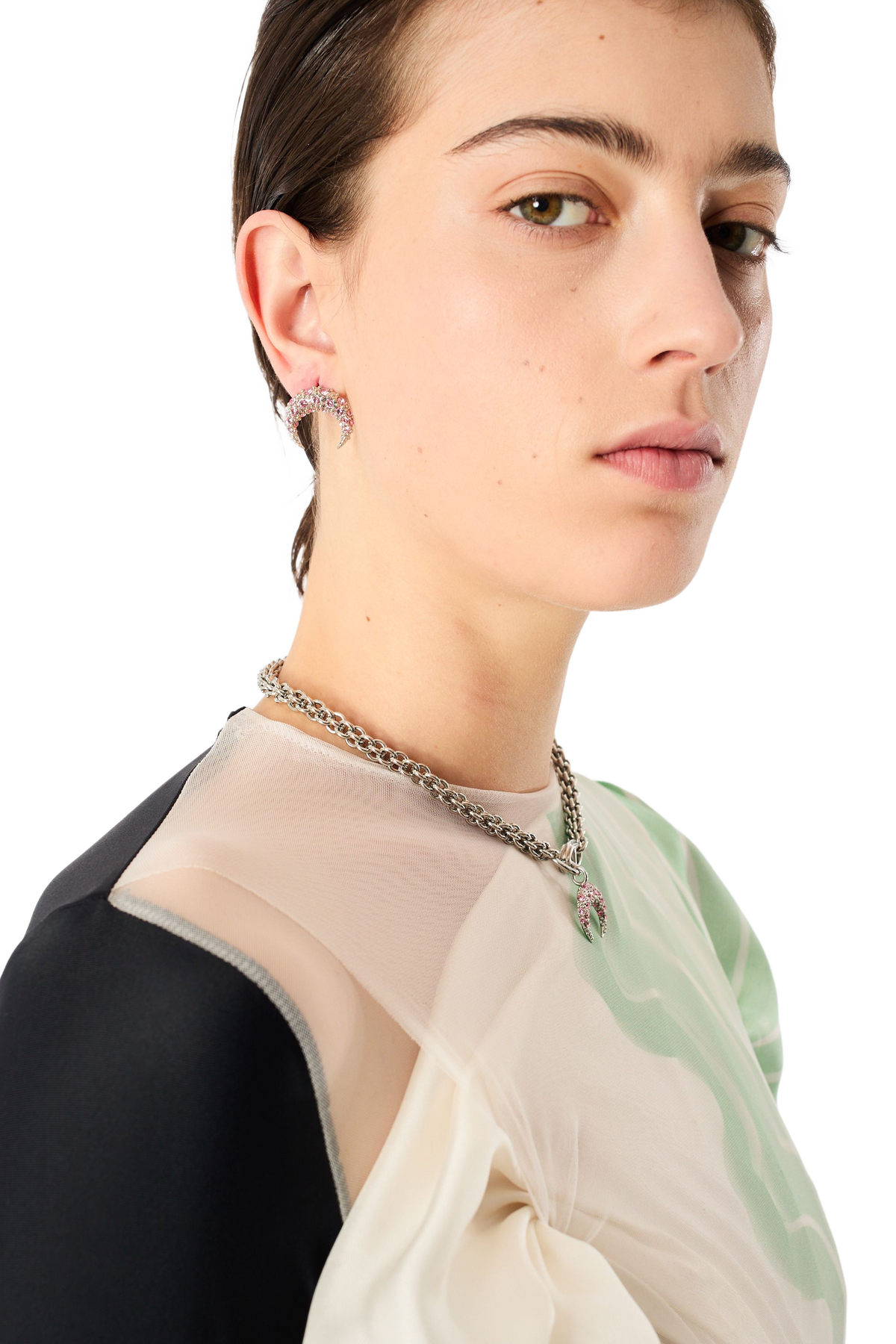 SILVER PLATED MOON CRYSTAL EARRINGS