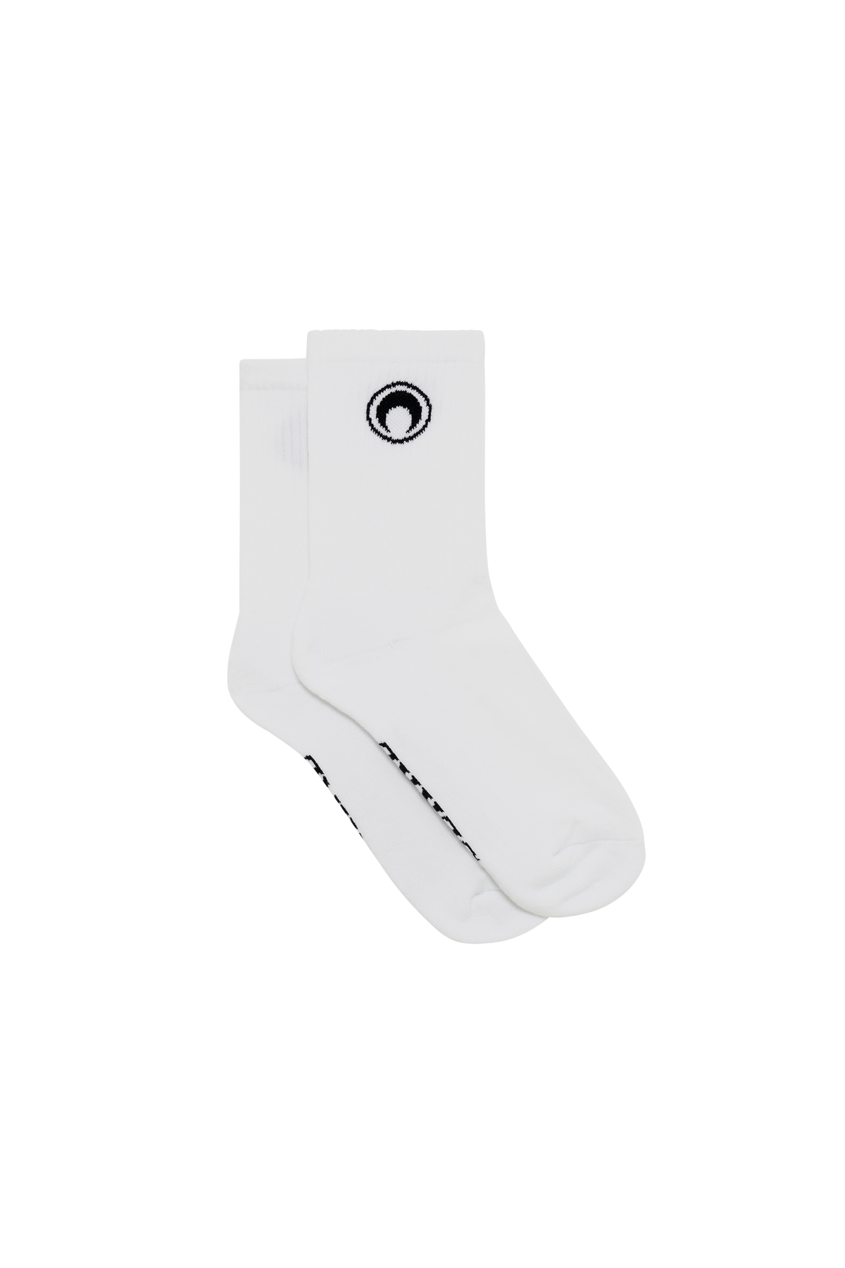 Moon Logo Ribbed Knit Crew Socks