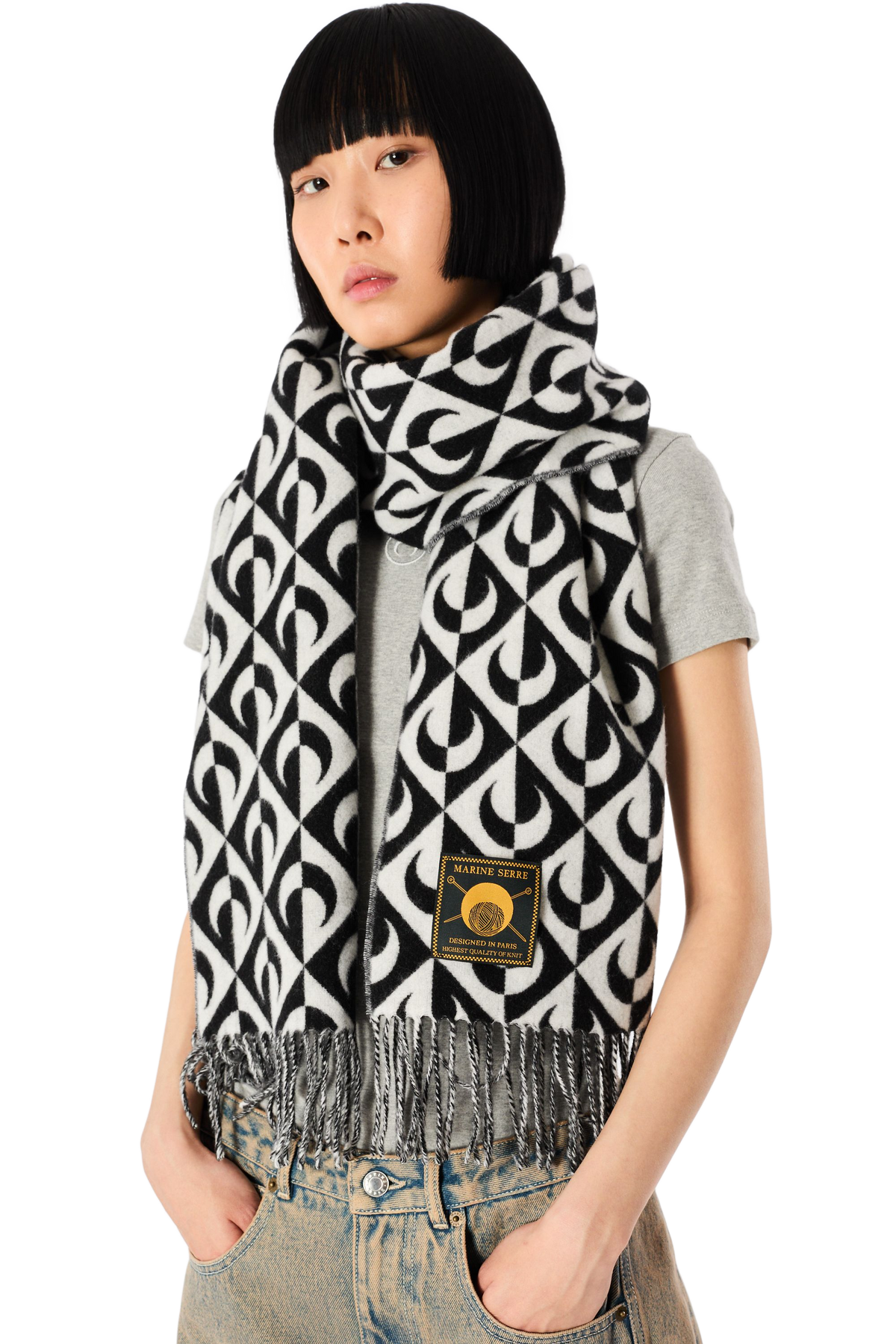 MOON LOZENGE WOOL SCARF