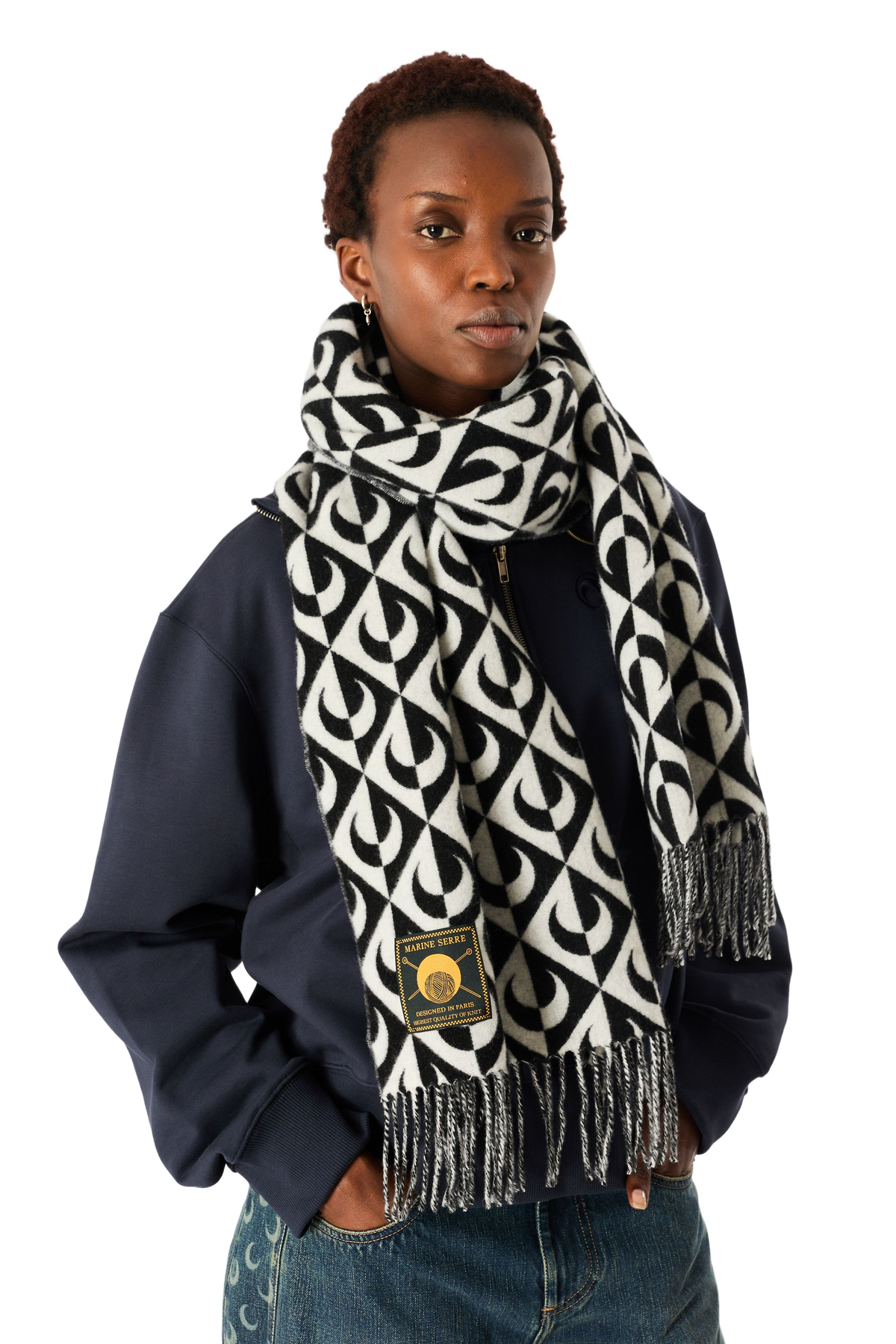 MOON LOZENGE WOOL SCARF