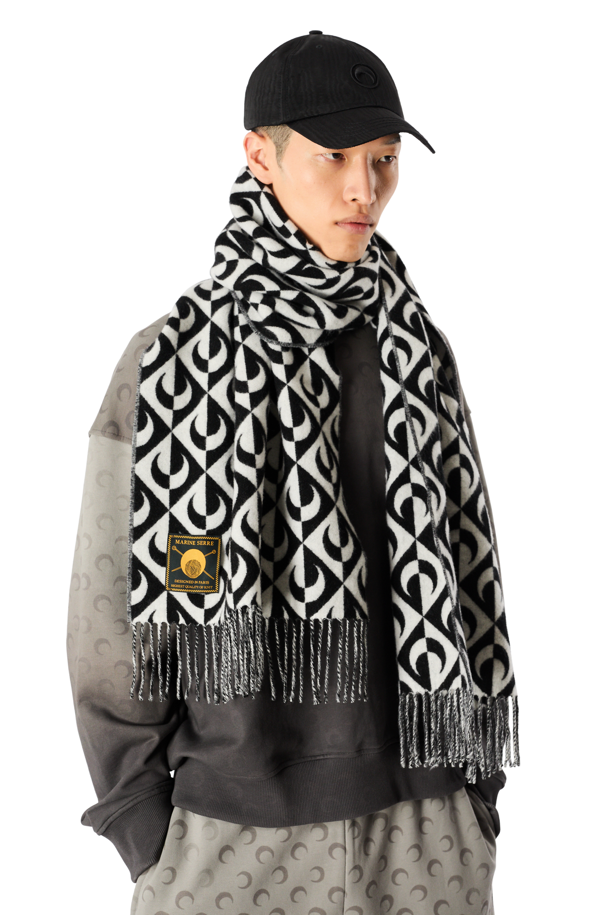 MOON LOZENGE WOOL SCARF