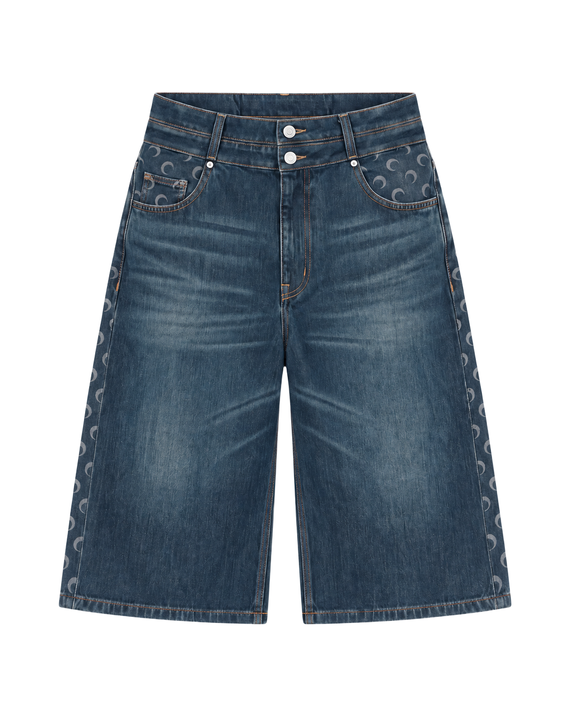 MOON LASER DARK BLUE WASH DENIM BERMUDA