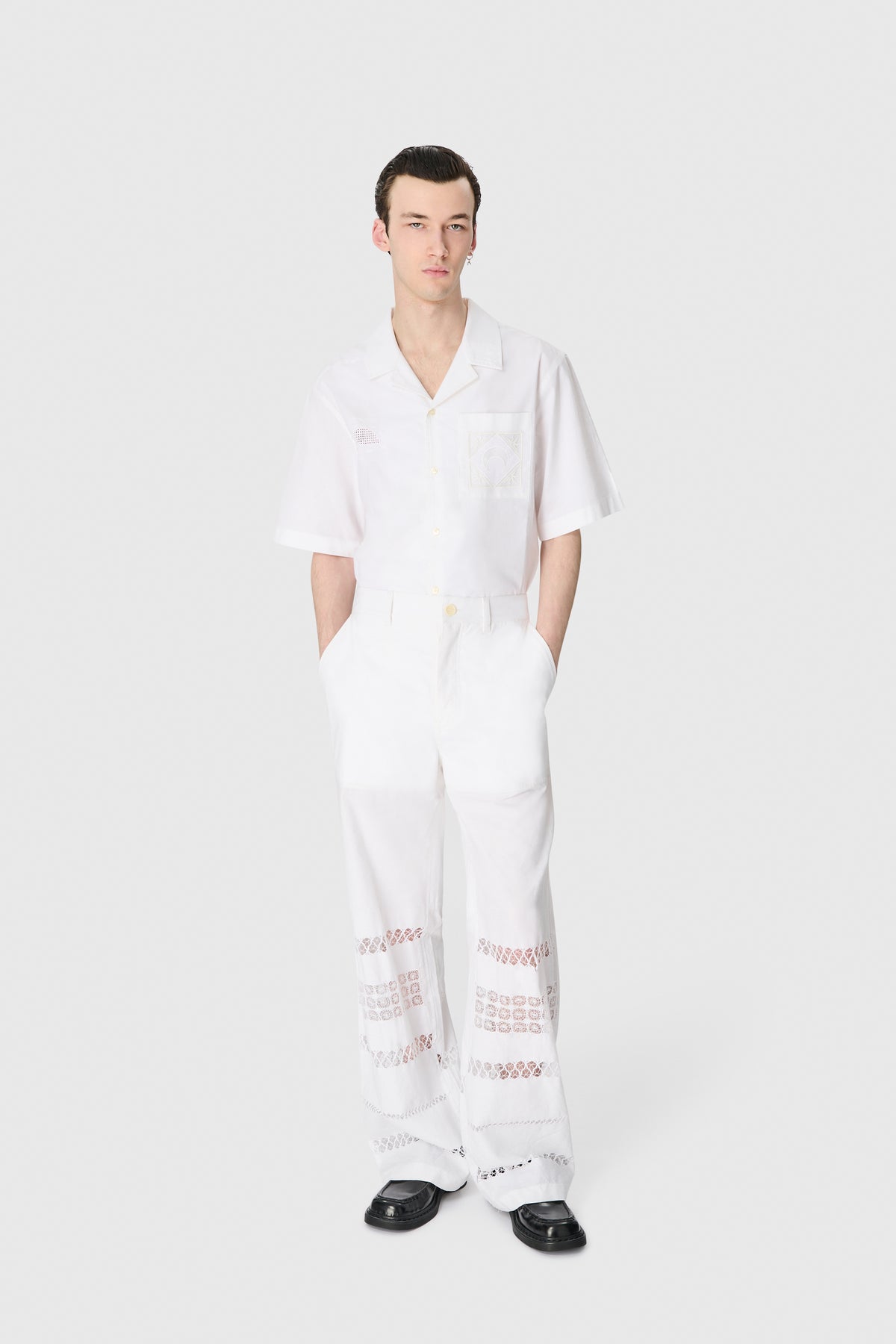 Upcycled Household Linen Bowling Shirt, image 4 of 8