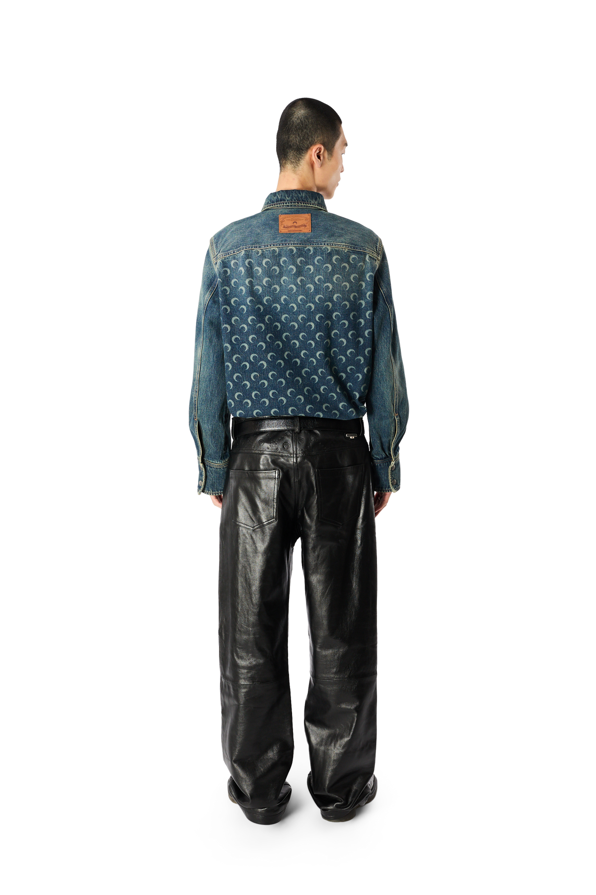 MOON LASER DARK BLUE WASH DENIM LONG SLEEVES SHIRT