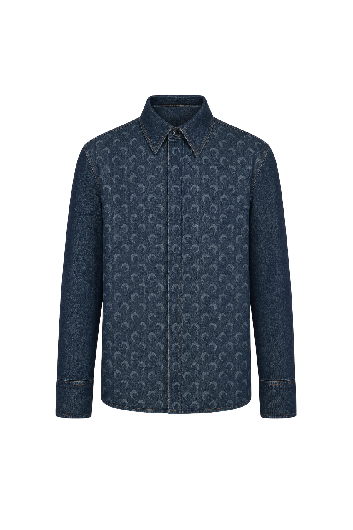 MOON LASER DARK BLUE WASH DENIM LONG SLEEVES SHIRT