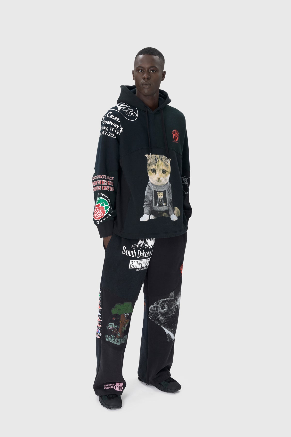 Upcycled Graphic Sweatshirts Hoodie, image 10 of 12